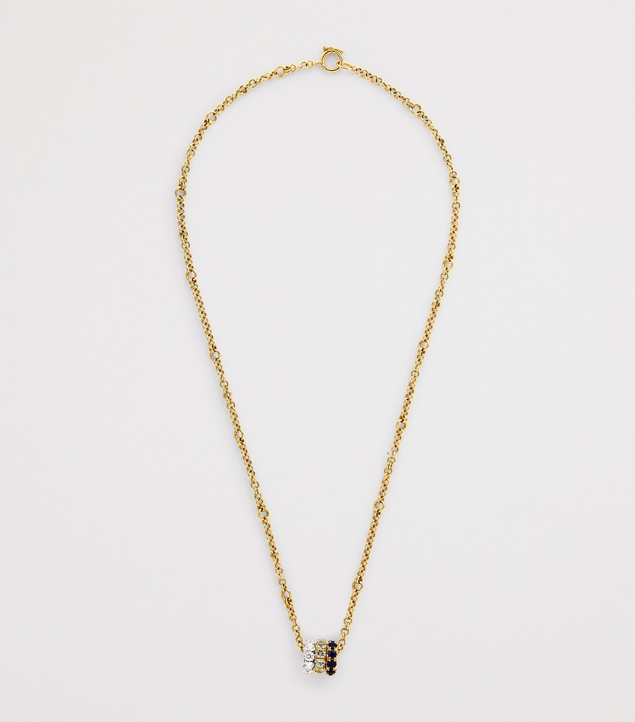 Yellow Gold, Diamond, Sapphire and Aquamarine Chain Necklace MIXED GOLD Image 3