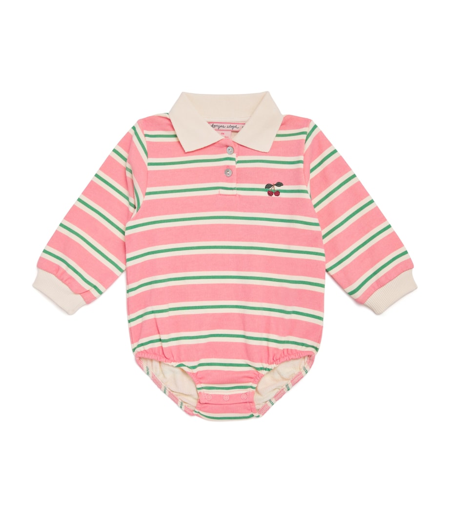 Cotton Stripe Polo Sweater Bodysuit (1-18 Months) P25083 BLUSH BOUND Image 1