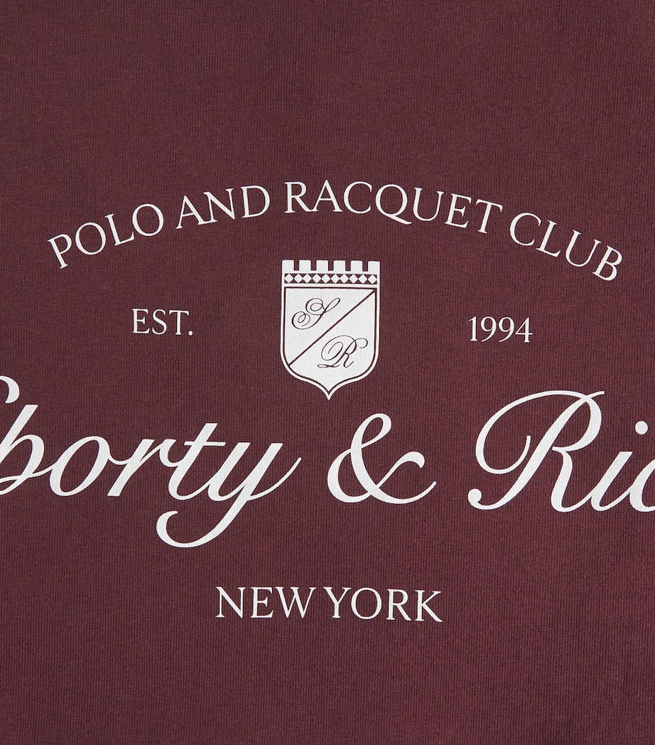 Sporty & Rich Womens Cotton Syracuse T-Shirt Bordeaux White Image 6