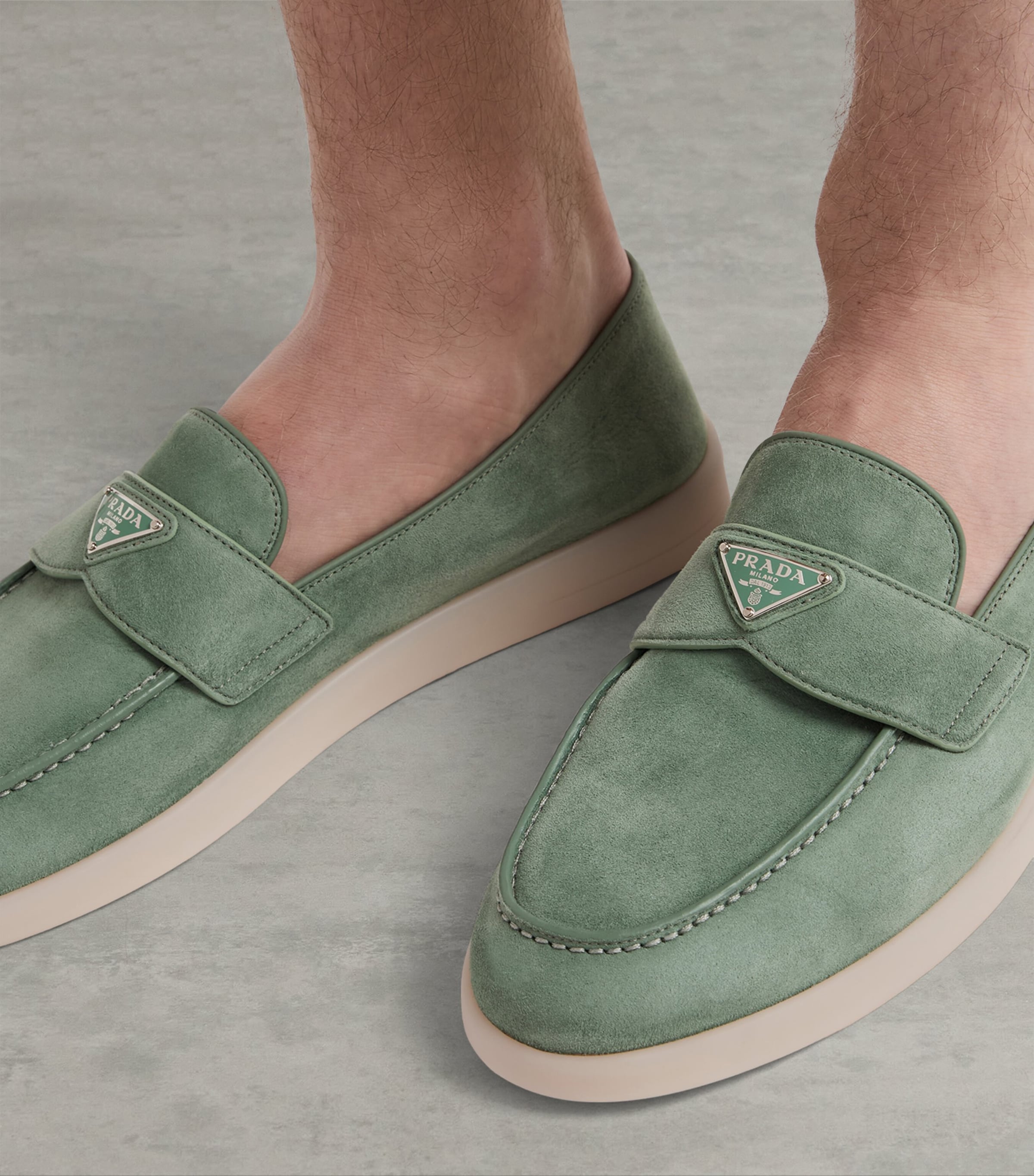 Prada Suede Loafers Green Image 3