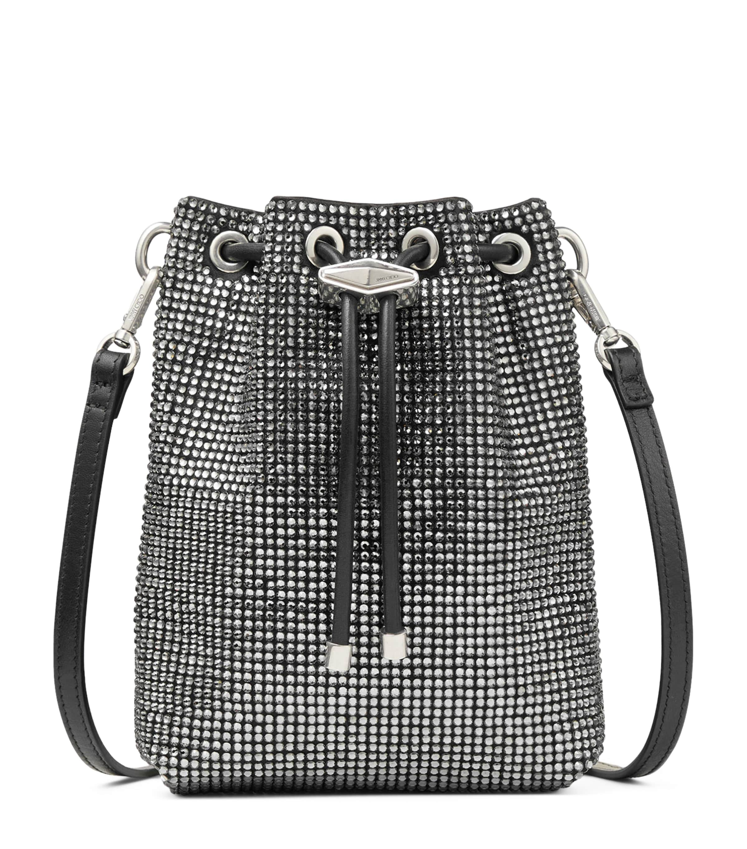 Shop Jimmy Choo Mini Cinch Bucket Bag In Black