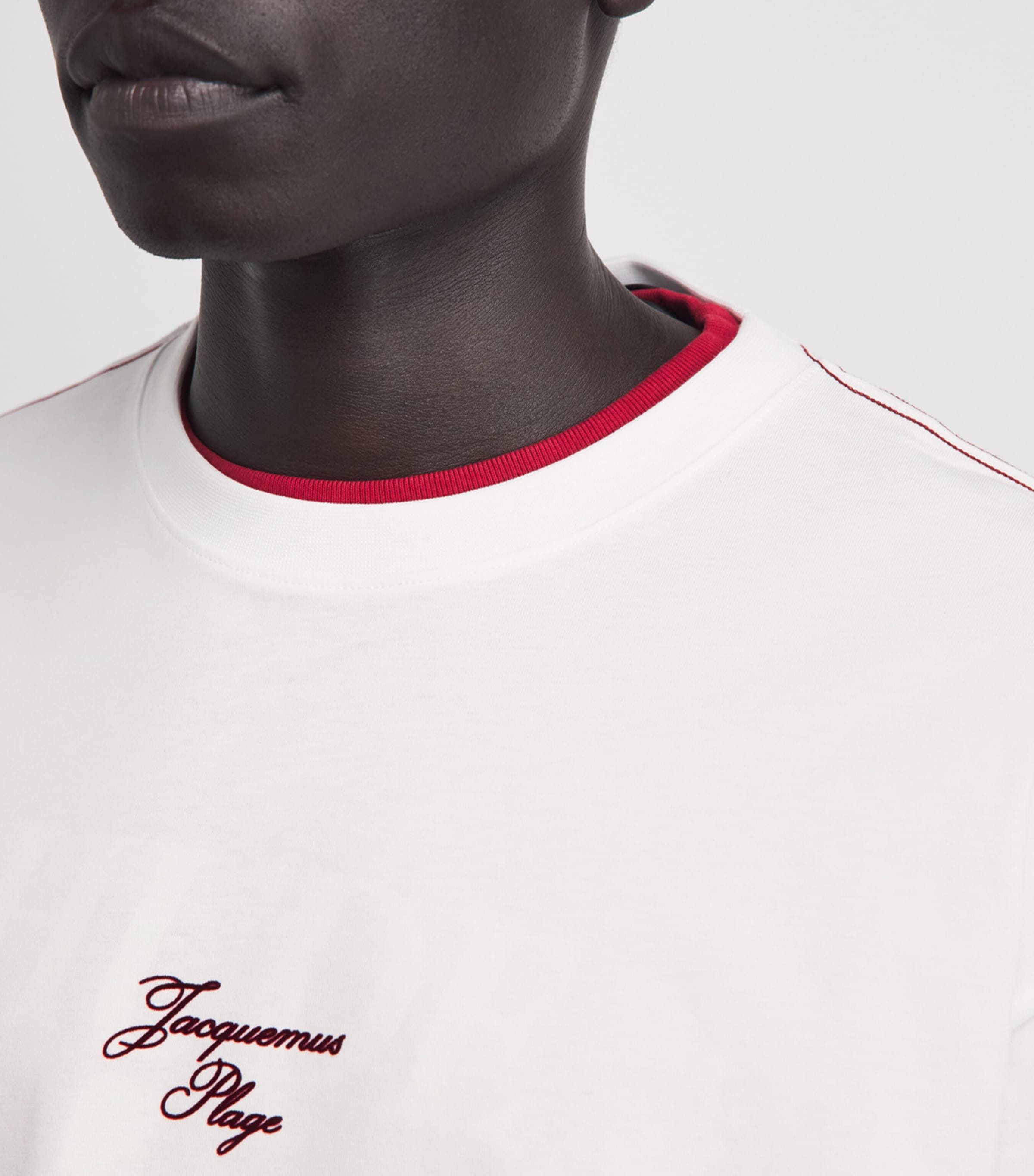 Jacquemus Mens Cotton Embroidered Beach T-Shirt Emb Rd Sal Wht Image 3
