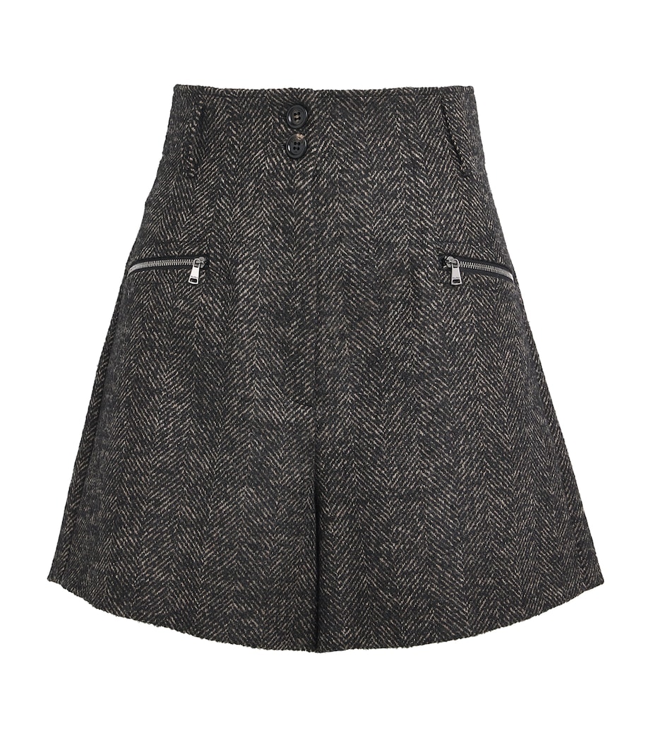 Wool-Blend Herringbone Shorts BROWN Image 1