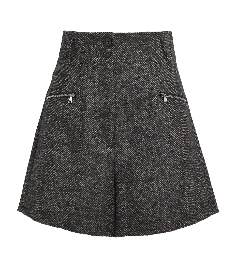 Wool-Blend Herringbone Shorts