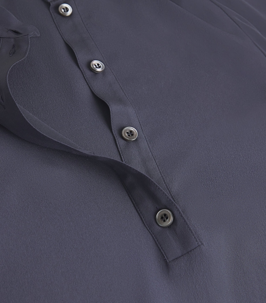 Eleventy Womens Silk Button-Up Tunic Shirt Carbone Image 5