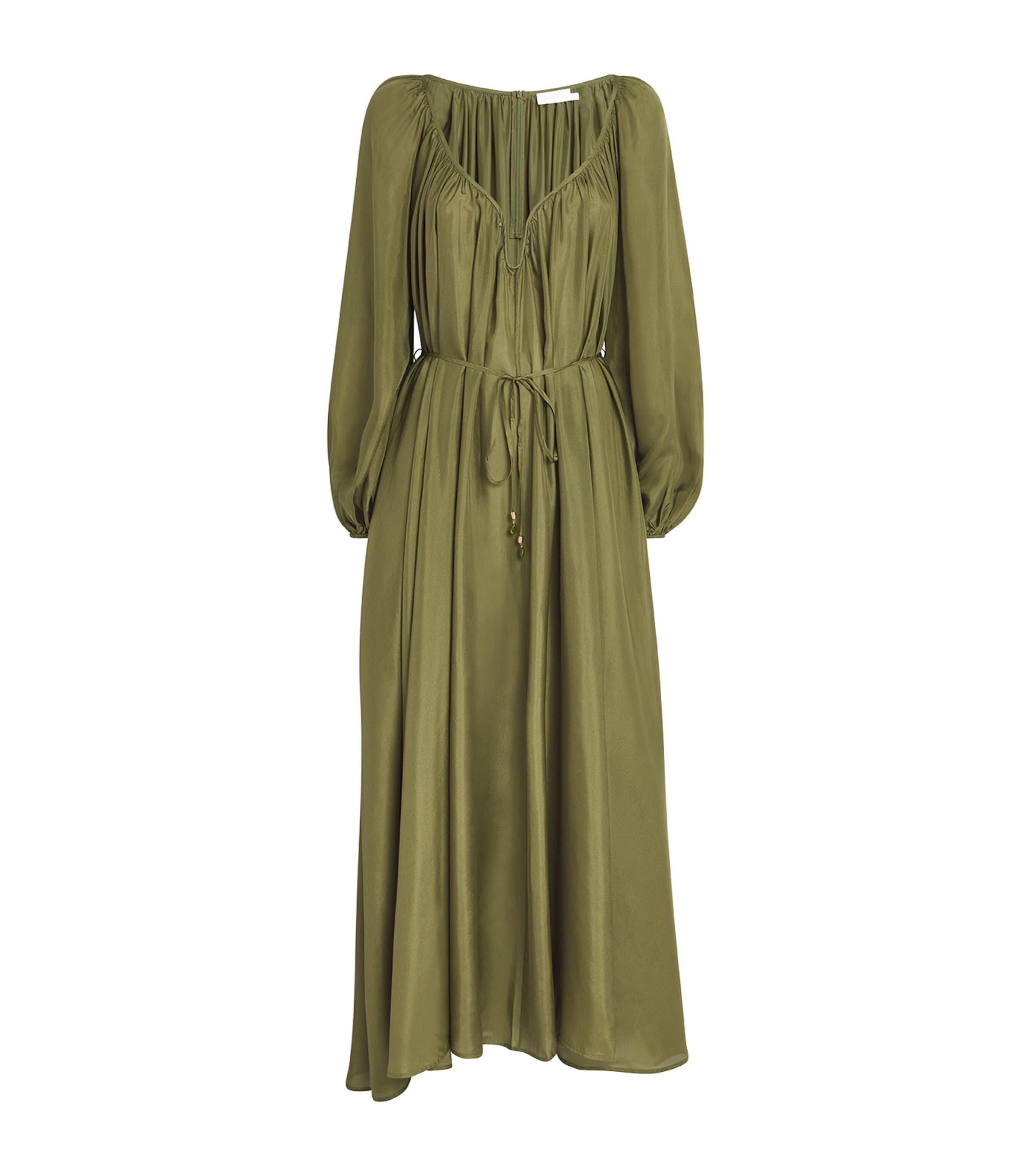 Shop Zimmermann Silk Acacia Maxi Dress In Green
