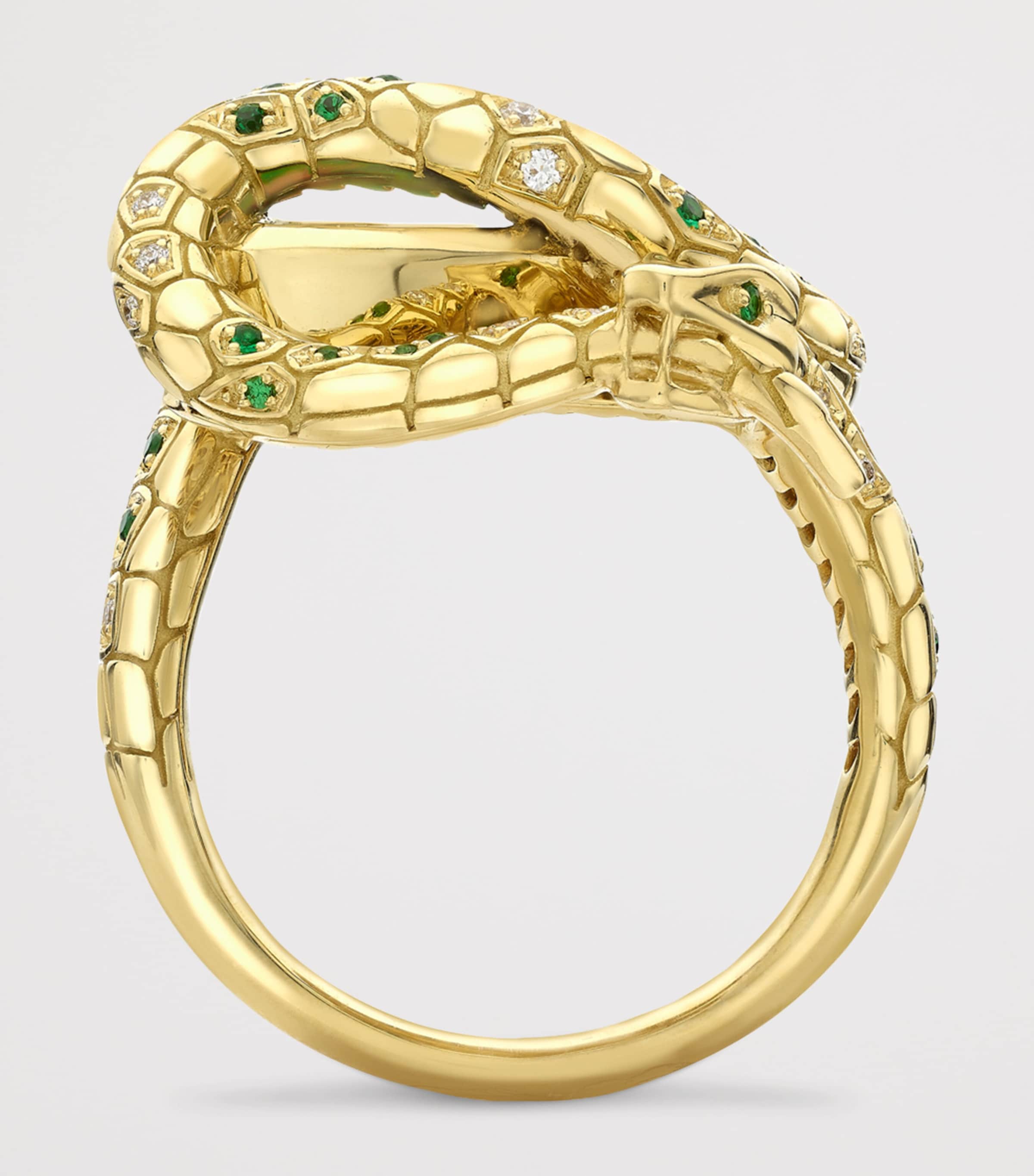 Yellow Gold, Diamond, Opal and Tsavorite Green Mamba Inside Africa Ring YELLOW GOLD Image 4