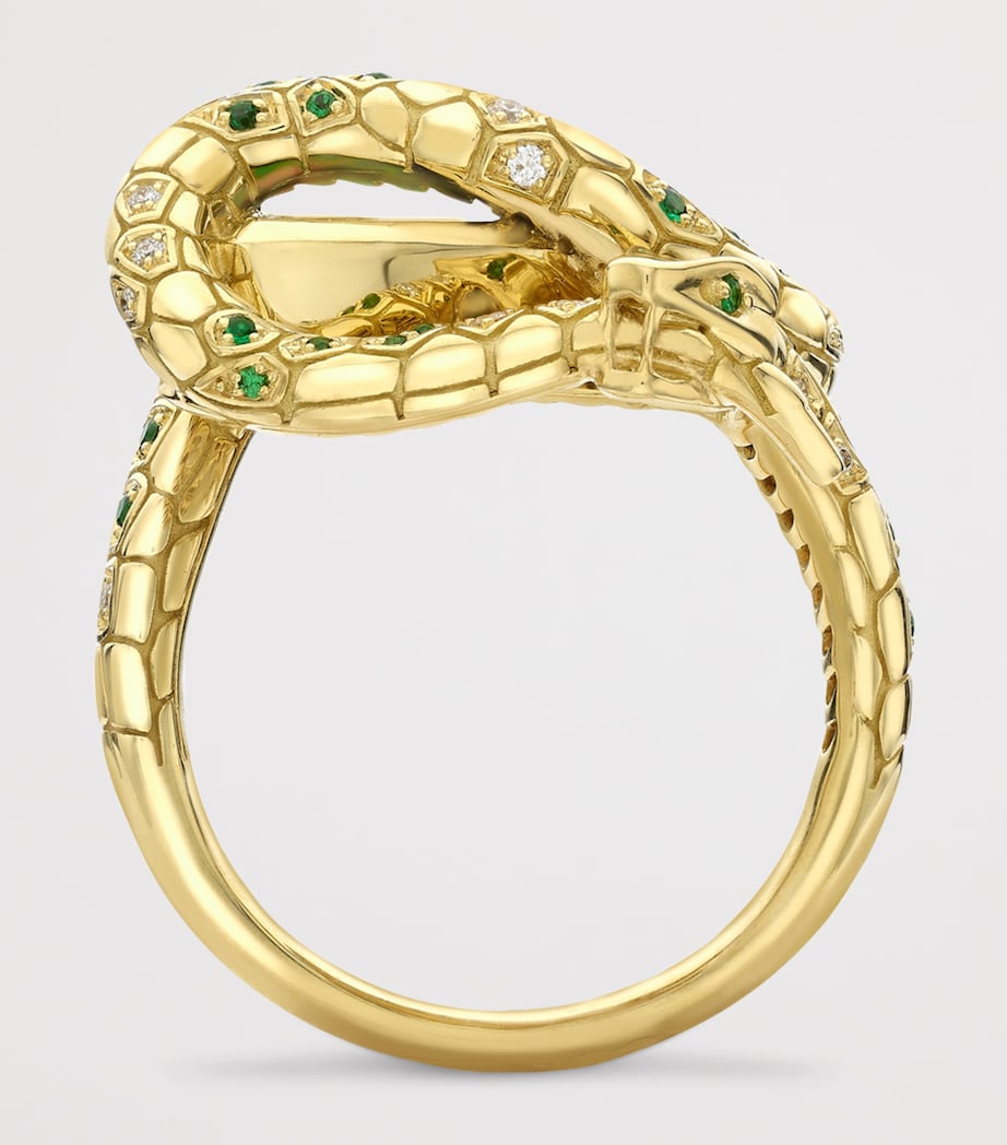 Yellow Gold, Diamond, Opal and Tsavorite Green Mamba Inside Africa Ring YELLOW GOLD Image 4