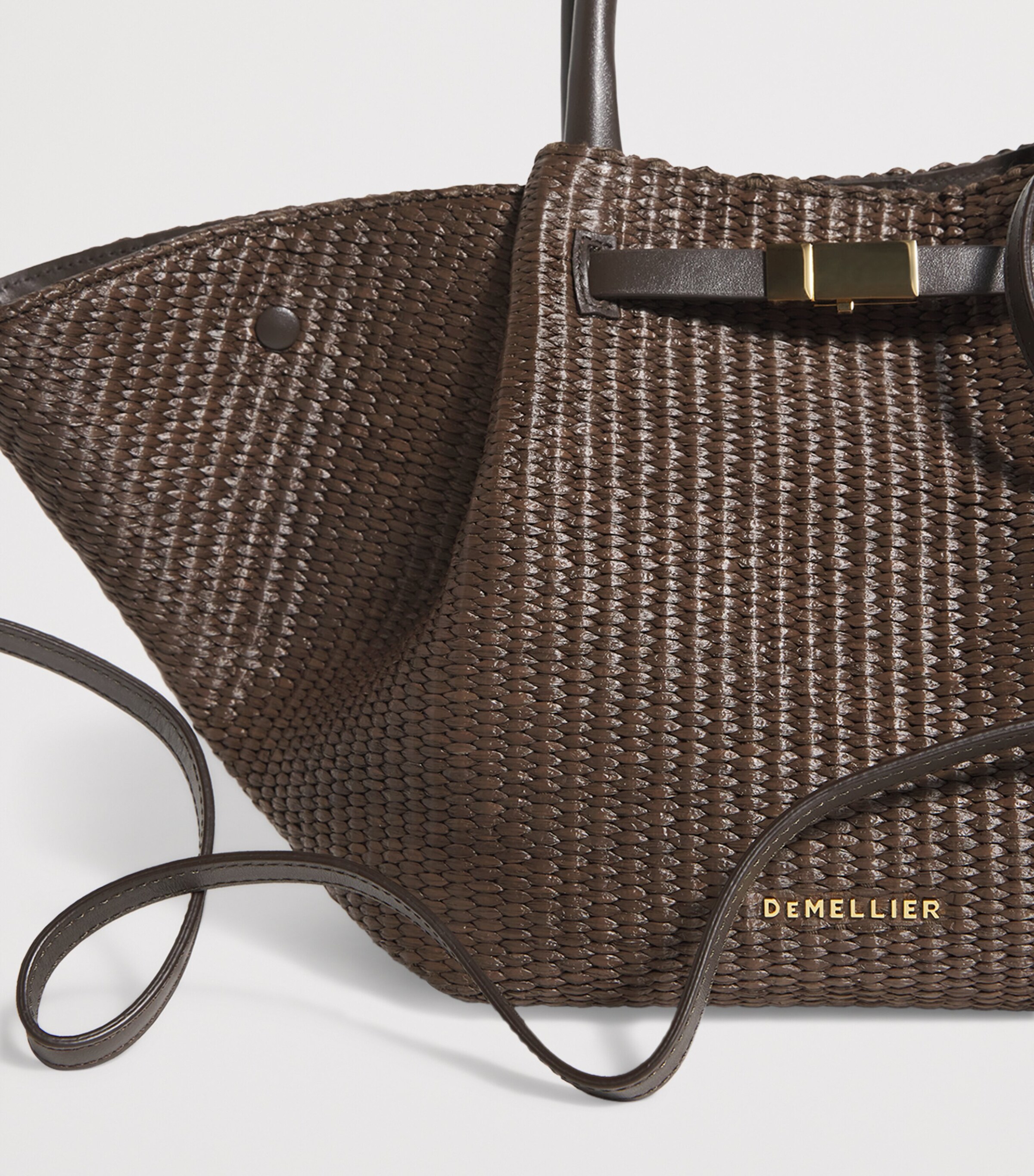 Demellier Midi Raffia New York Tote Bag Espresso/espresso Image 6