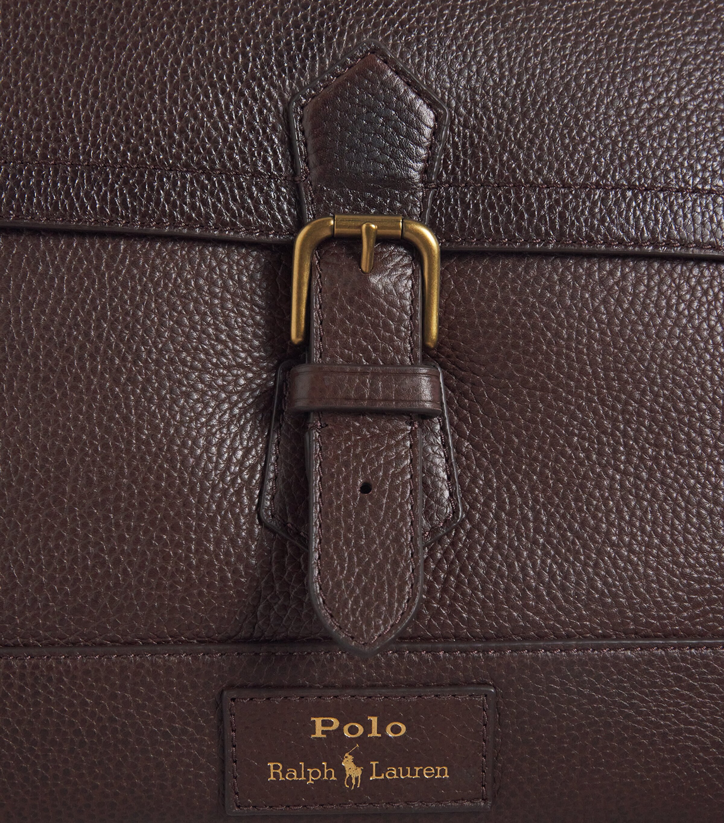 Polo Ralph Lauren Pebbled Leather Messenger Bag Dark Brown Image 6