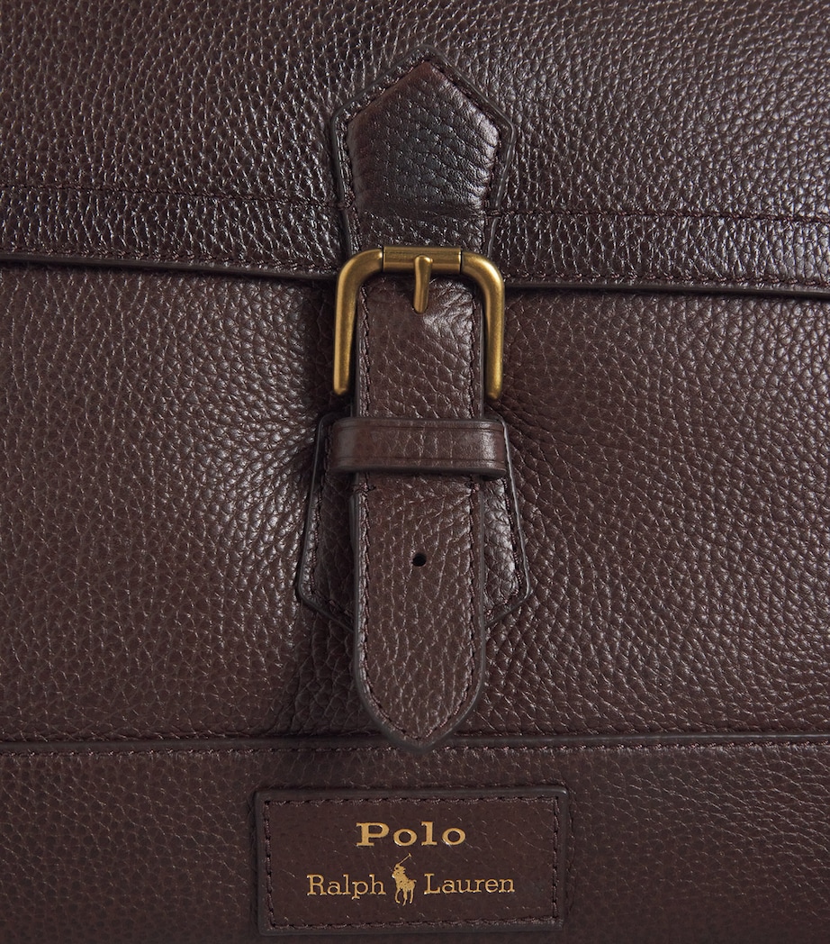 Polo Ralph Lauren Pebbled Leather Messenger Bag Dark Brown Image 6