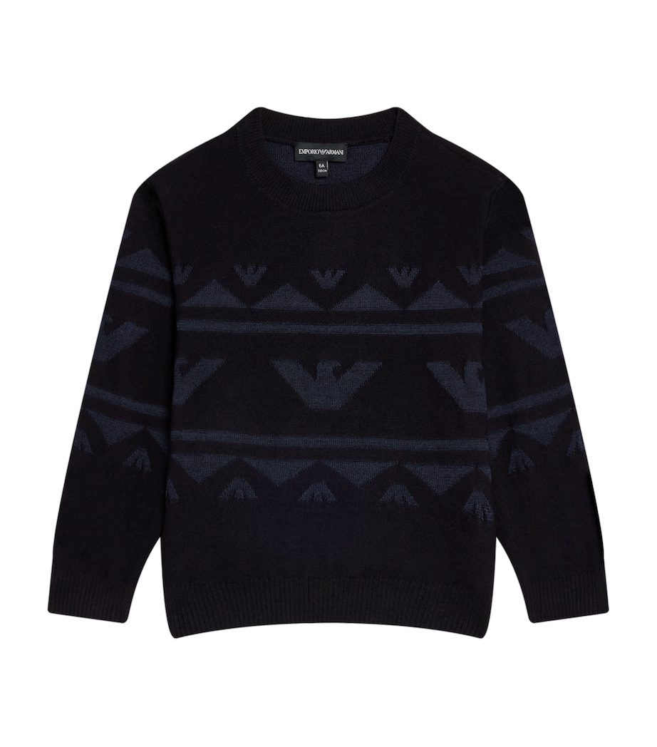 Jacquard Logo Sweater (4-16 Years) UB118ICONIC 0920 NVY Image 1