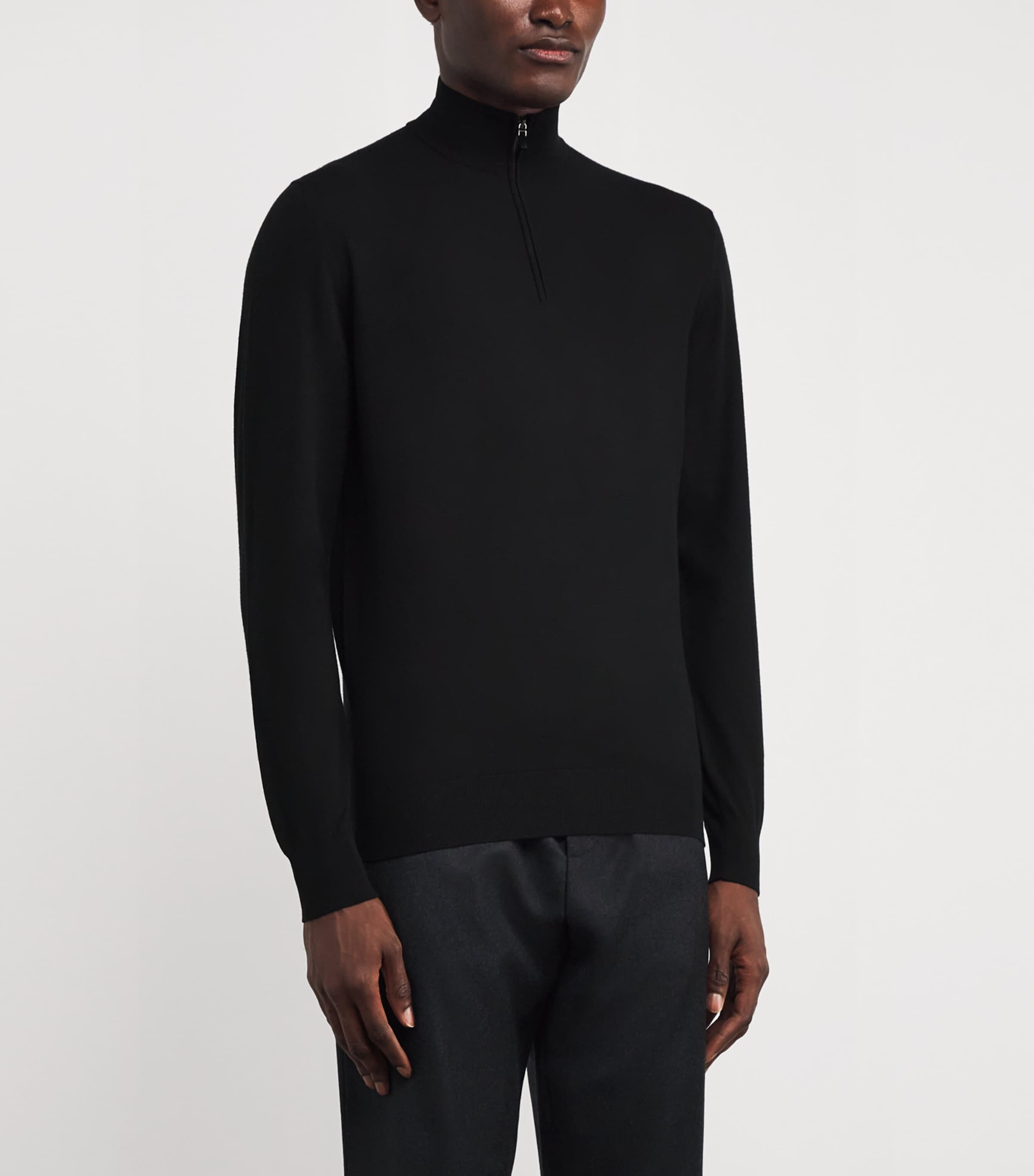 Colombo Kid Wool Quarter-zip Sweater In Black