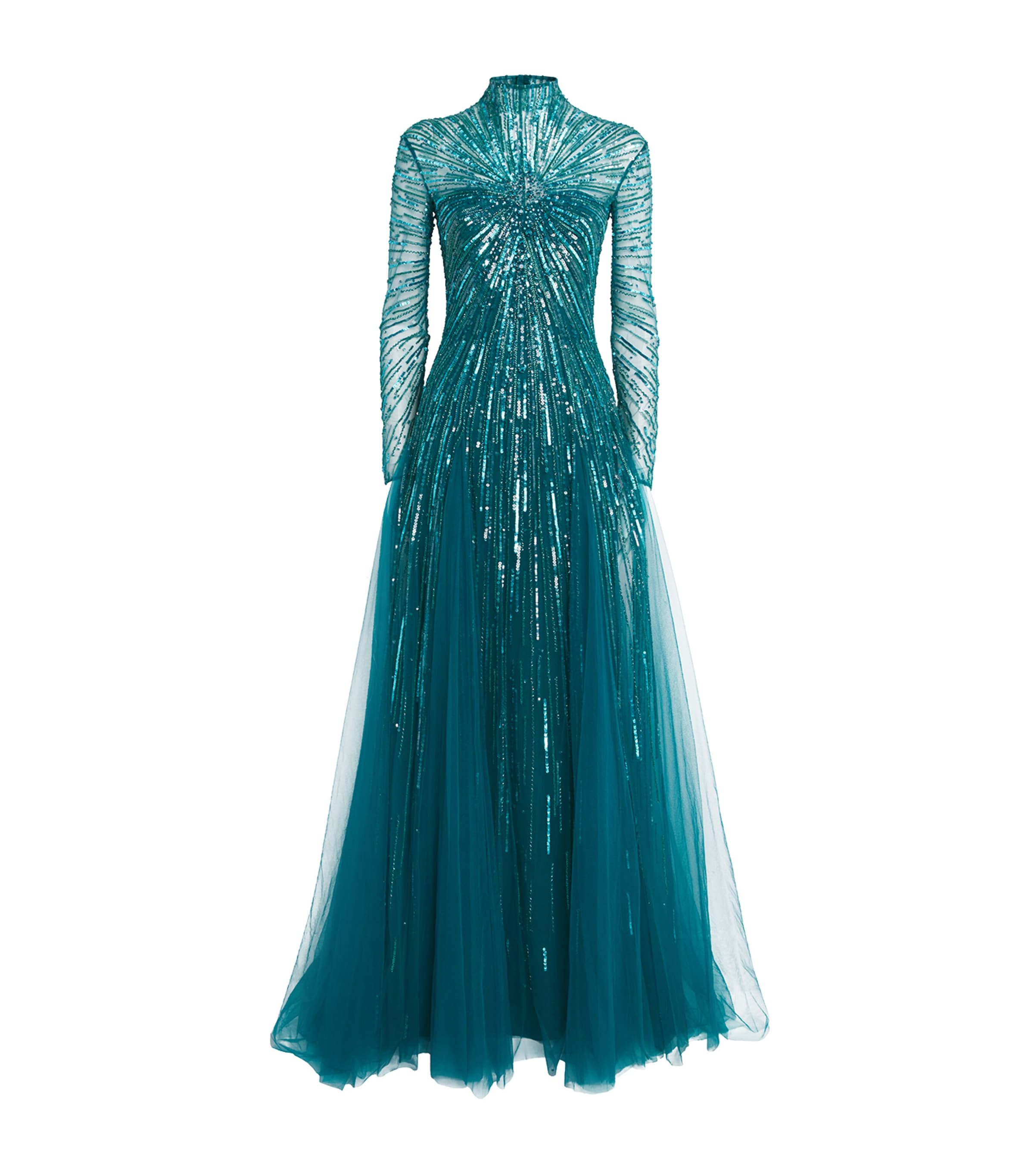 Zuhair Murad Tulle Sequinned Gown In Green