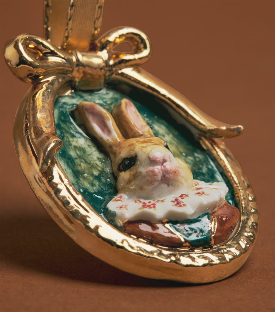 Hop Skip & Flutter Rabbit in Frame Tree Decoration Gold Green Image 2