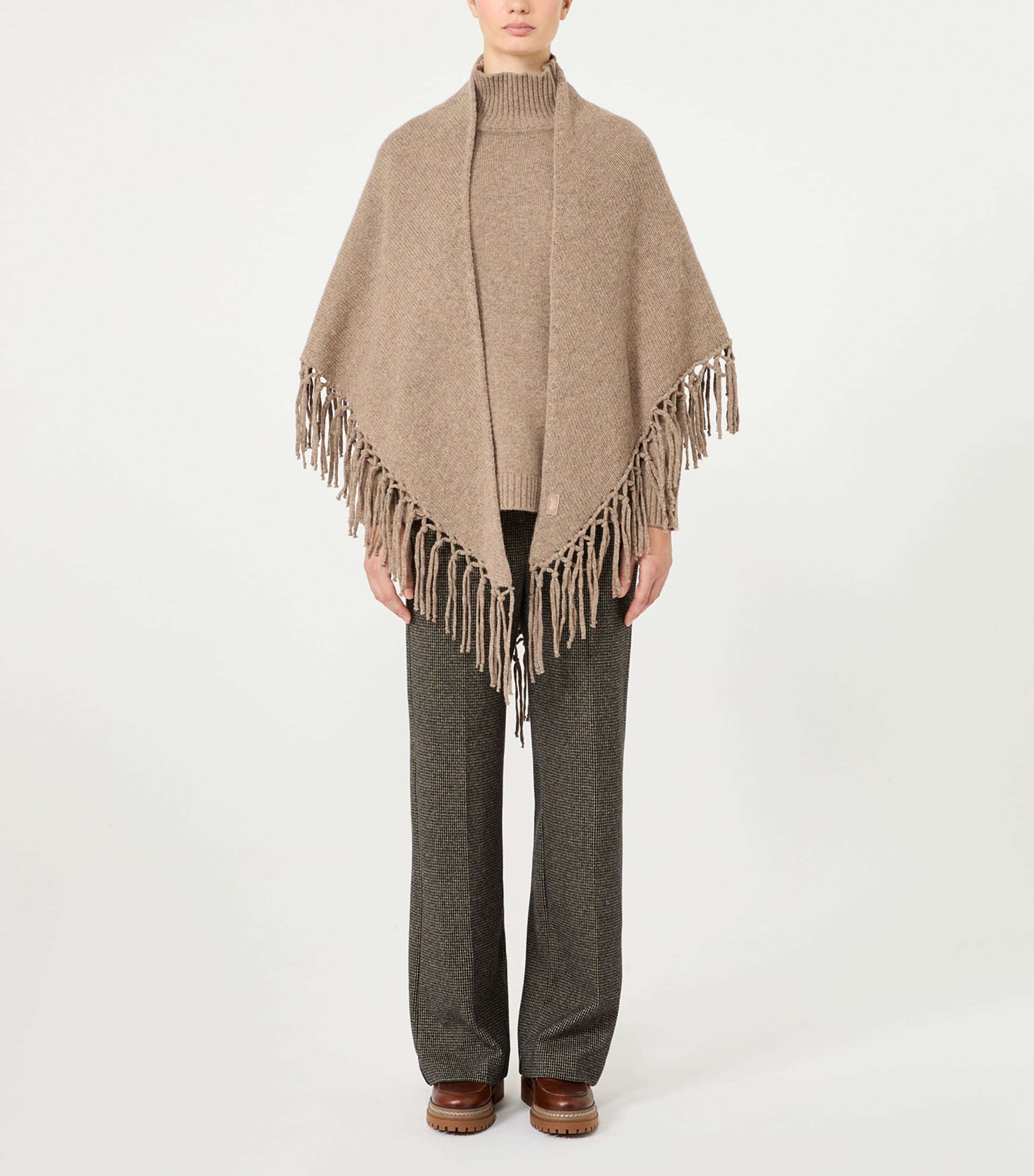 Weekend Max Mara Virgin Wool Fringed Shawl Turtledove Image 2