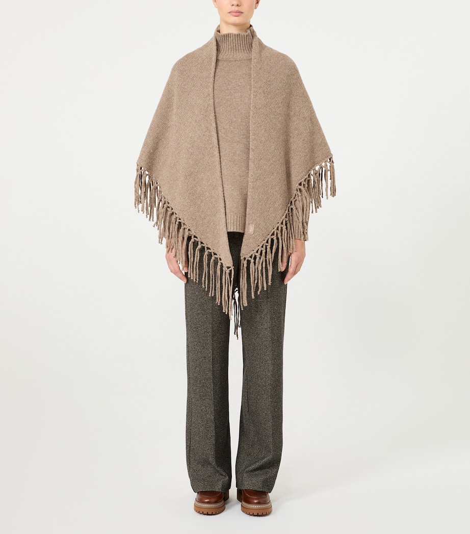 Weekend Max Mara Virgin Wool Fringed Shawl Turtledove Image 2