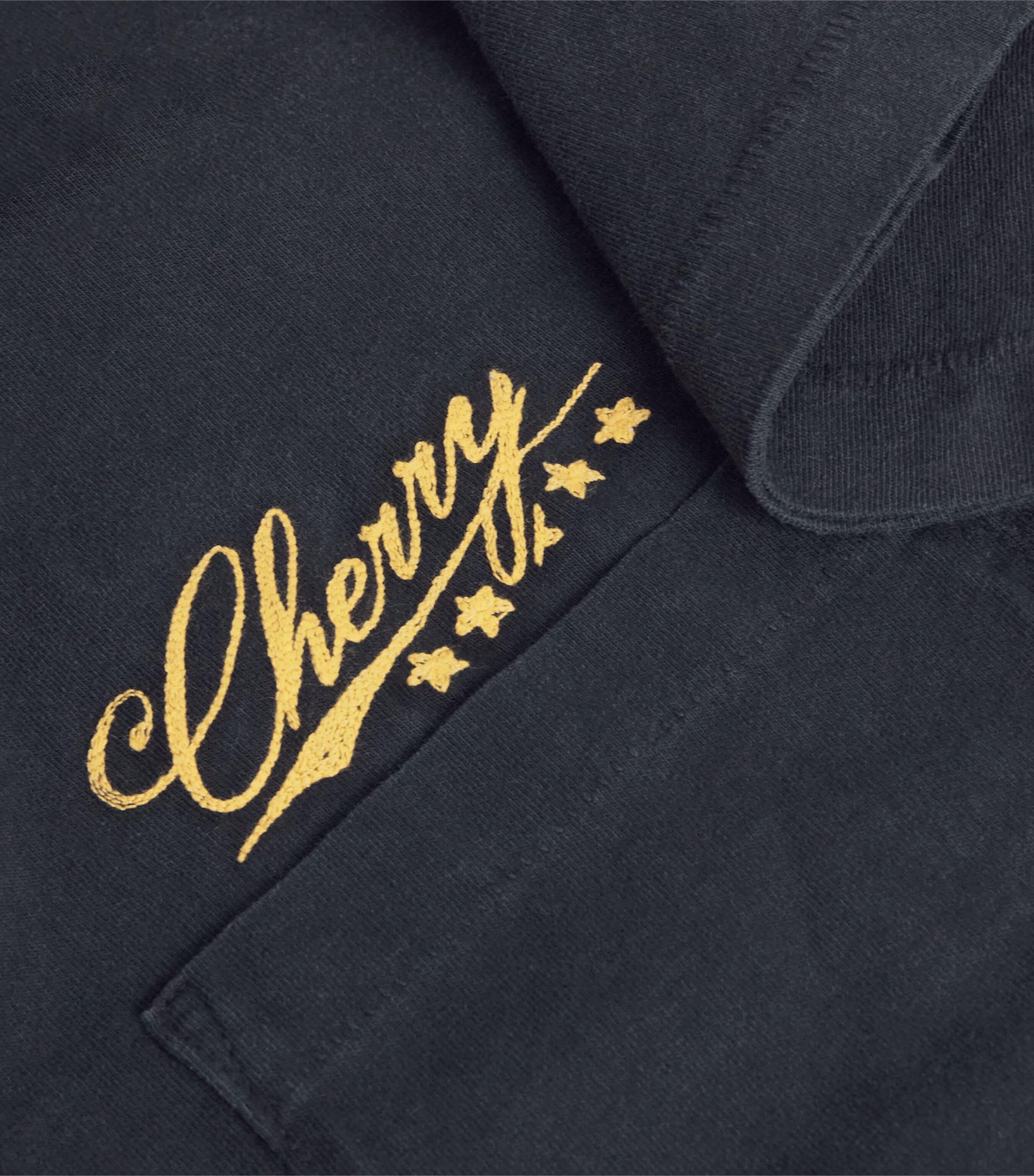 Cotton Five Star Print T-Shirt VINTAGE BLACK Image 5