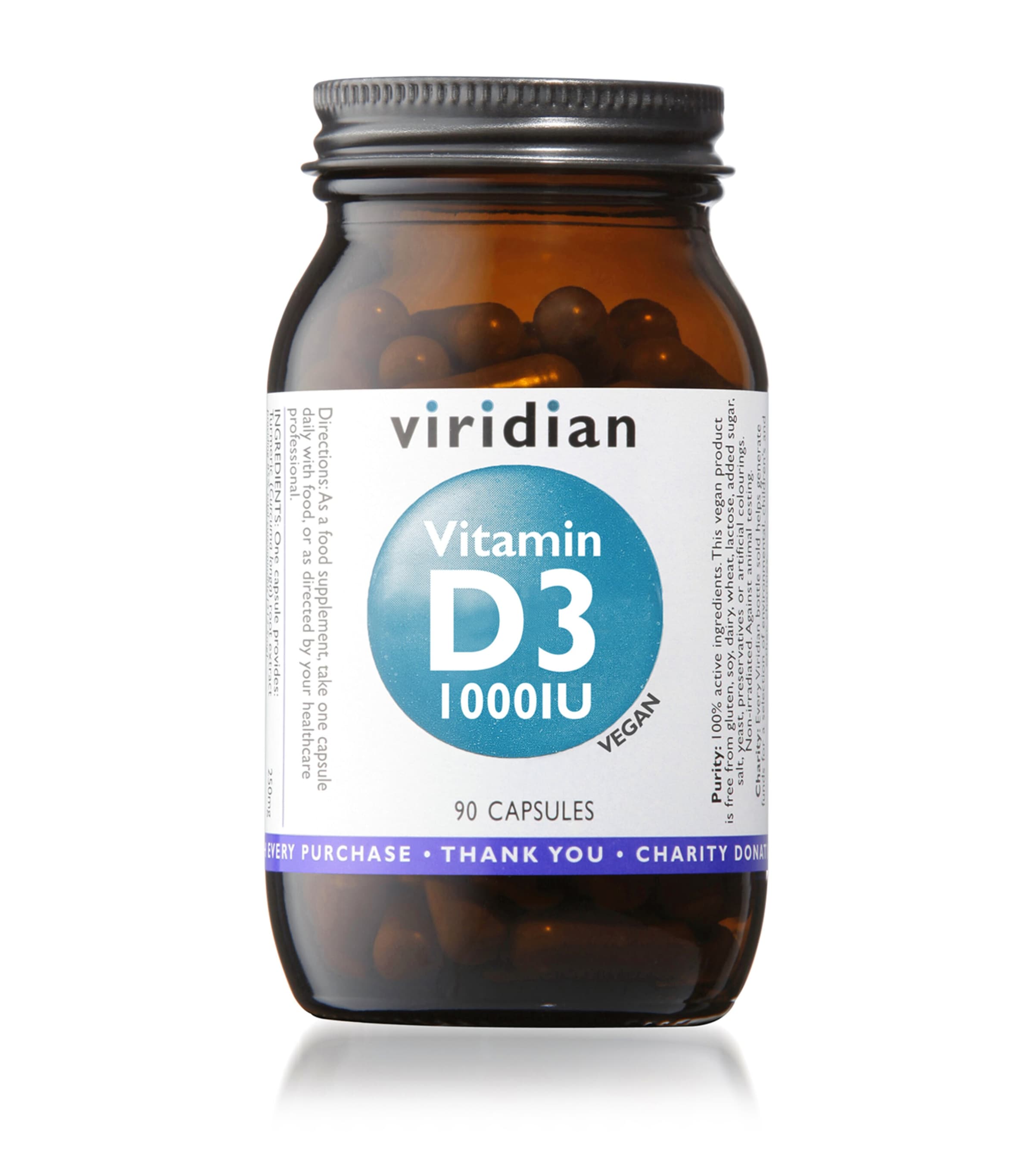 Viridian Vitamin D3 1000Iu Supplement (90 Capsules) | Health & Wellbeing | Vitamins & Supplements | Body Care | Beauty Supplements | Designers | Viridian