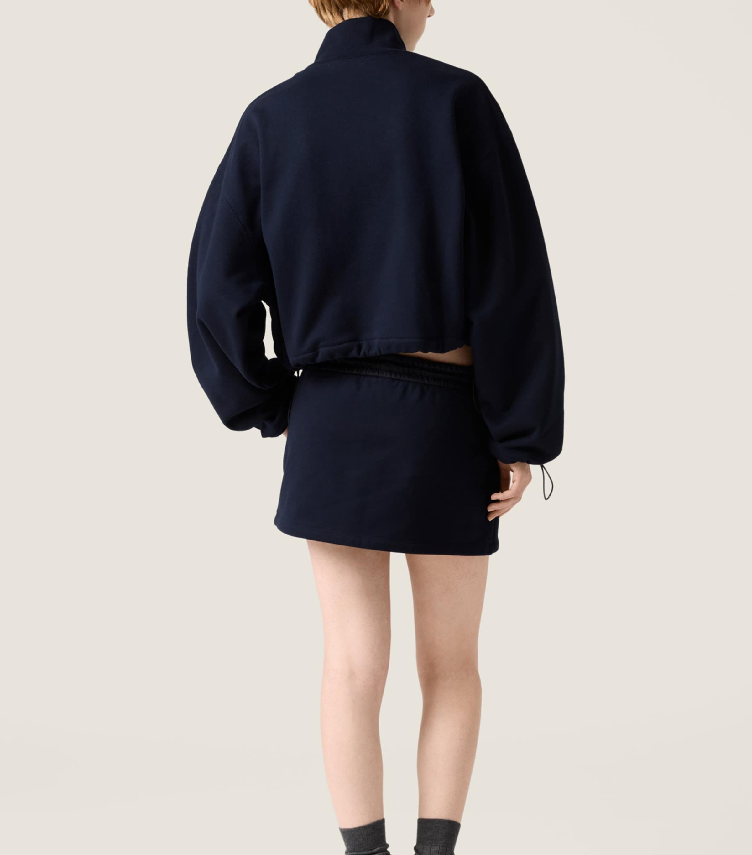 Miu Miu Womens Cotton Jersey Mini Skirt Blue Image 3