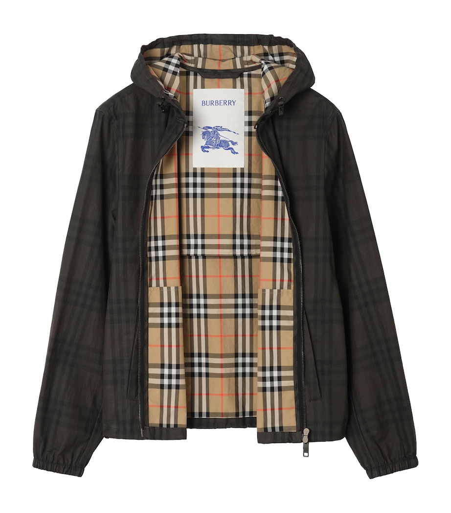 Burberry Mens Cotton Hooded Jacket Sand Ip Check Image 2