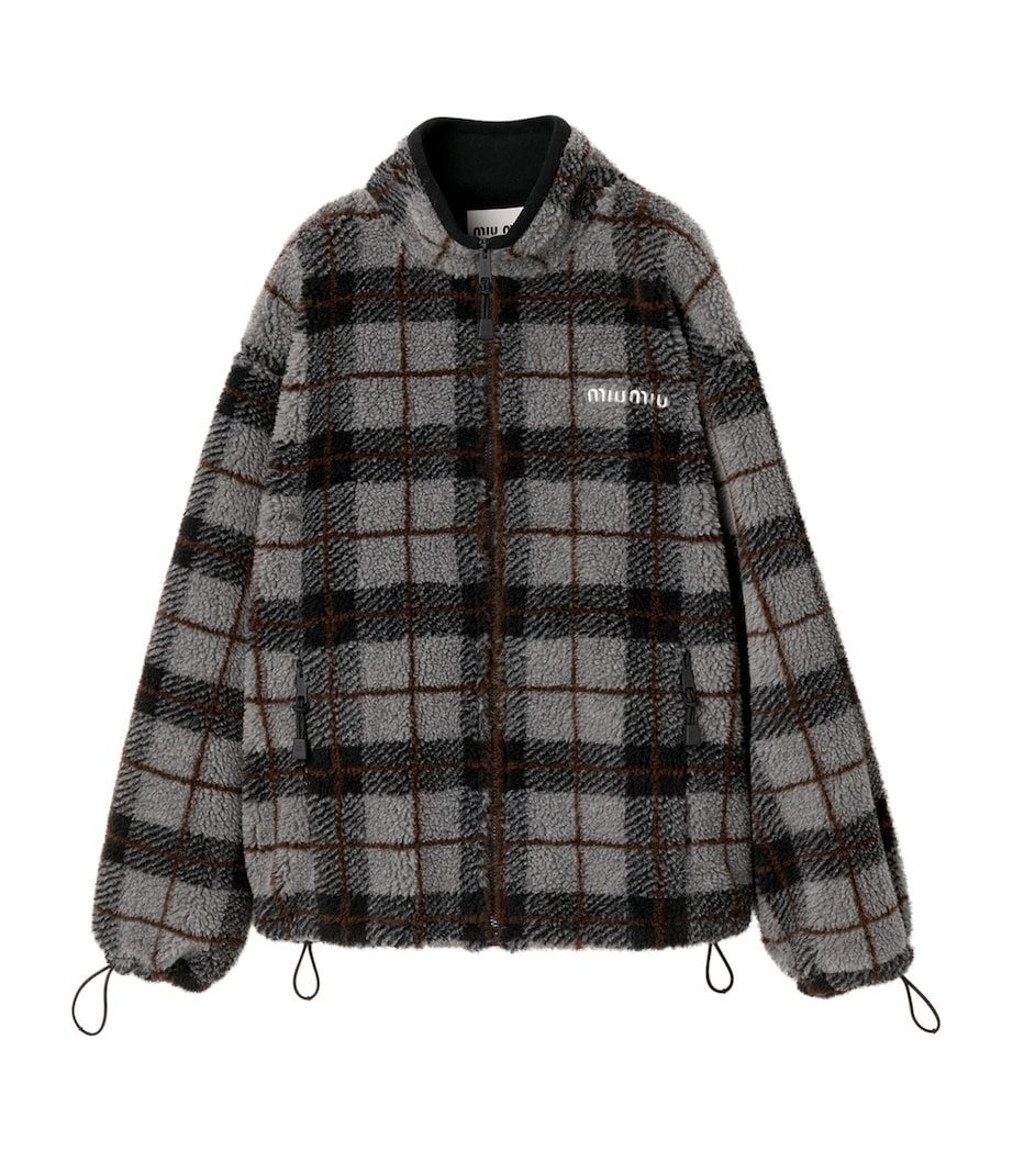 Miu Miu Womens Fleece Check Zip-Up Jacket Image 1