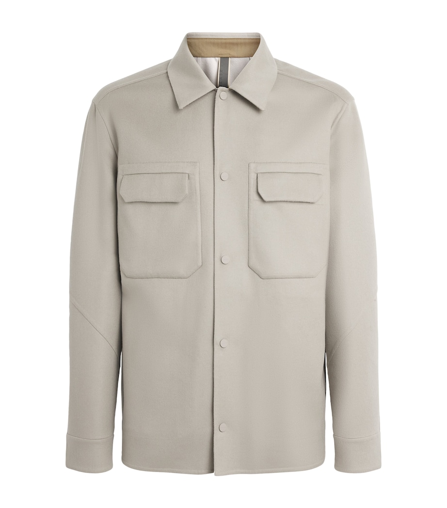 Sease Mens Wool-Blend Fleece Double Overshirt Driftwood Image 1