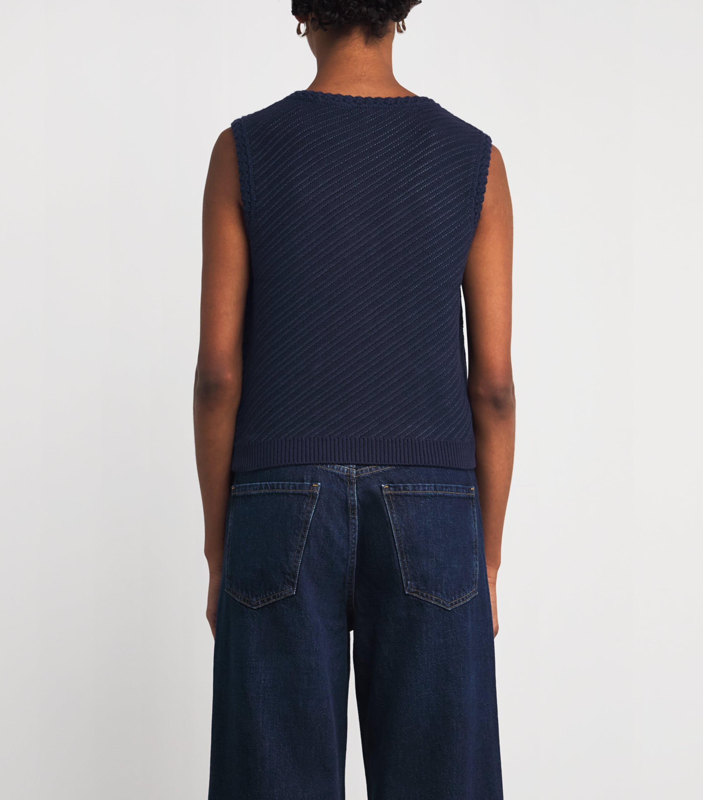 Cotton-Blend V-Neck Claire Vest INDGO Image 4