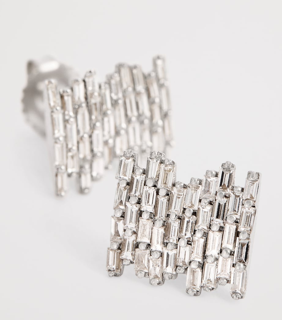 White Gold and Diamond Classic Fireworks Stud Earrings 18K WG/WD Image 6