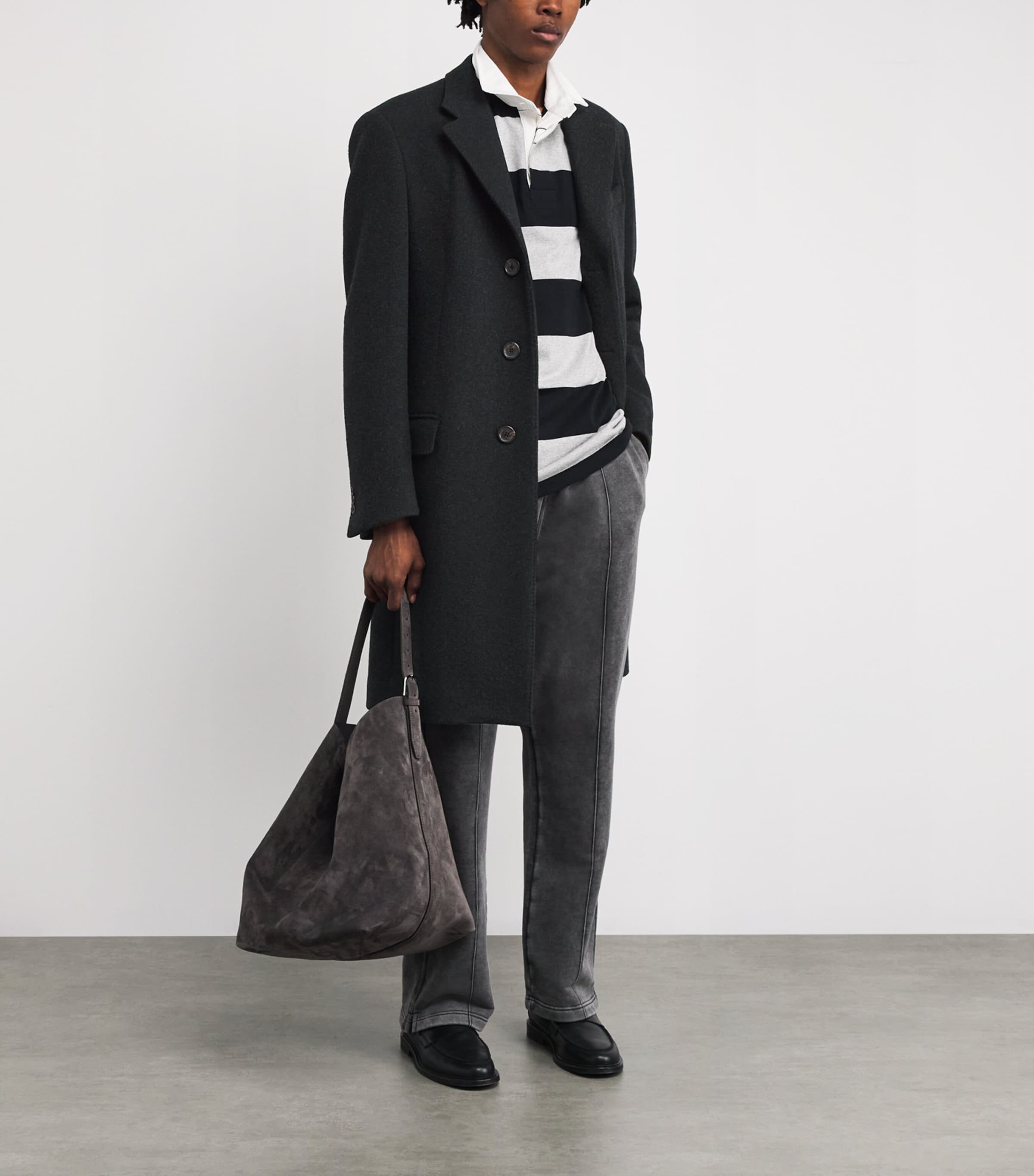 Polo Ralph Lauren Mens Wool-Blend Overcoat Charcoal Image 2