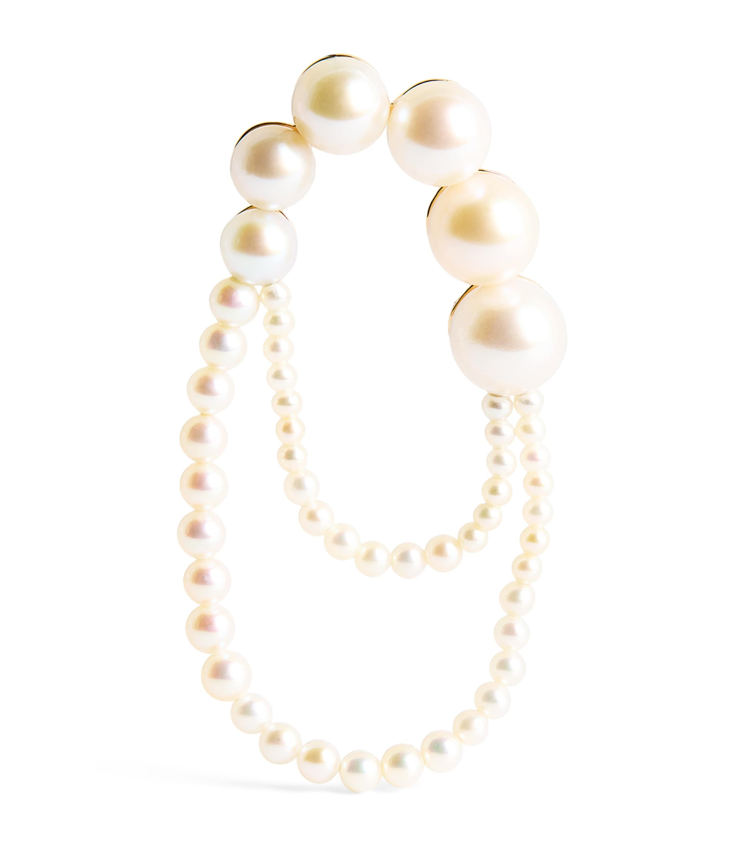 Sophie Bille Brahe Yellow Gold and Freshwater Pearl Embrassée de Perle Single Right Earring | Fine Jewellery | Fine Earrings | Single Earrings | Designers | Sophie Bille Brahe