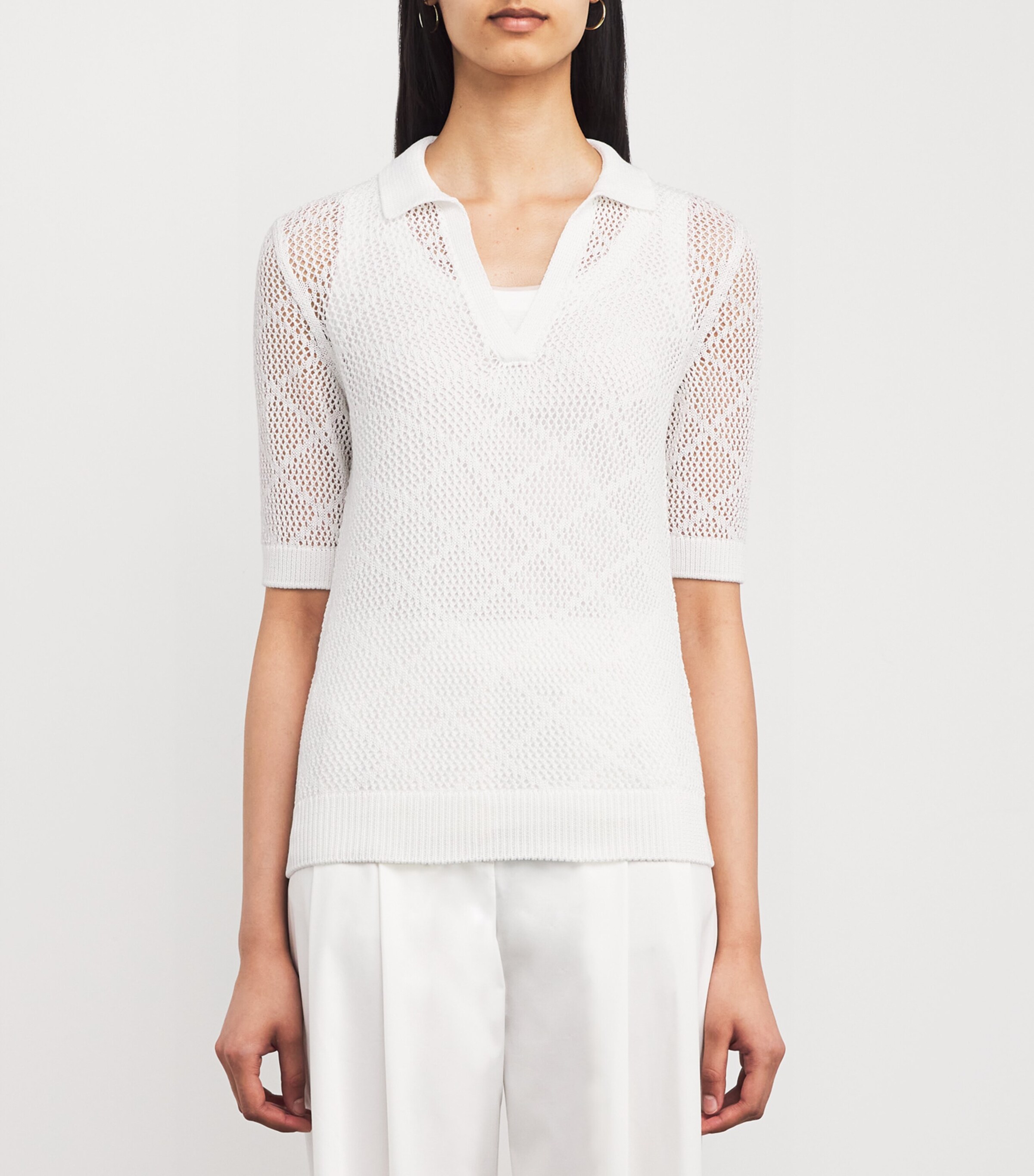 Eleventy Cotton Crochet Polo Shirt | Harrods US