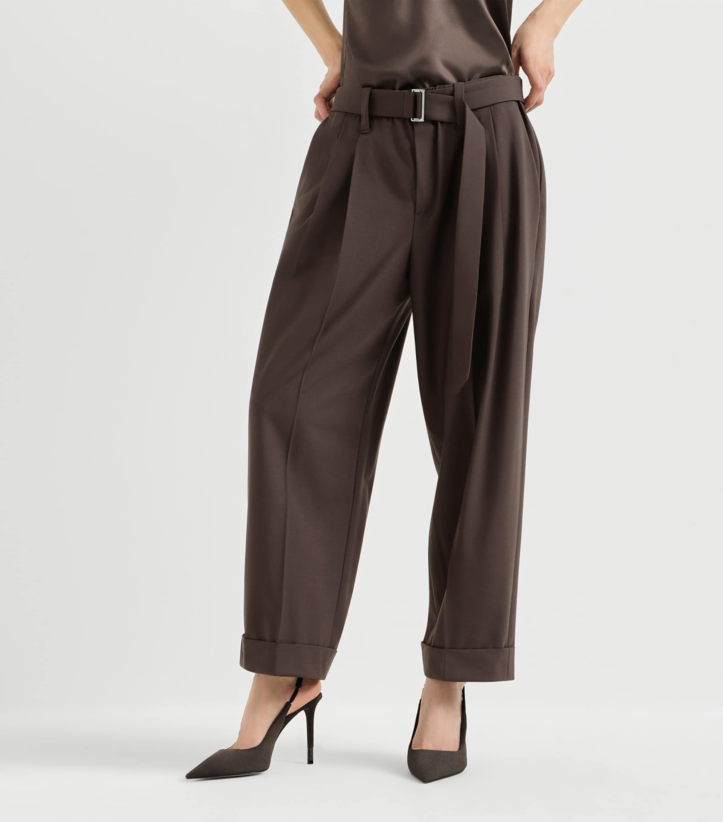 Brunello Cucinelli Womens Virgin Wool-Blend Trousers Image 2