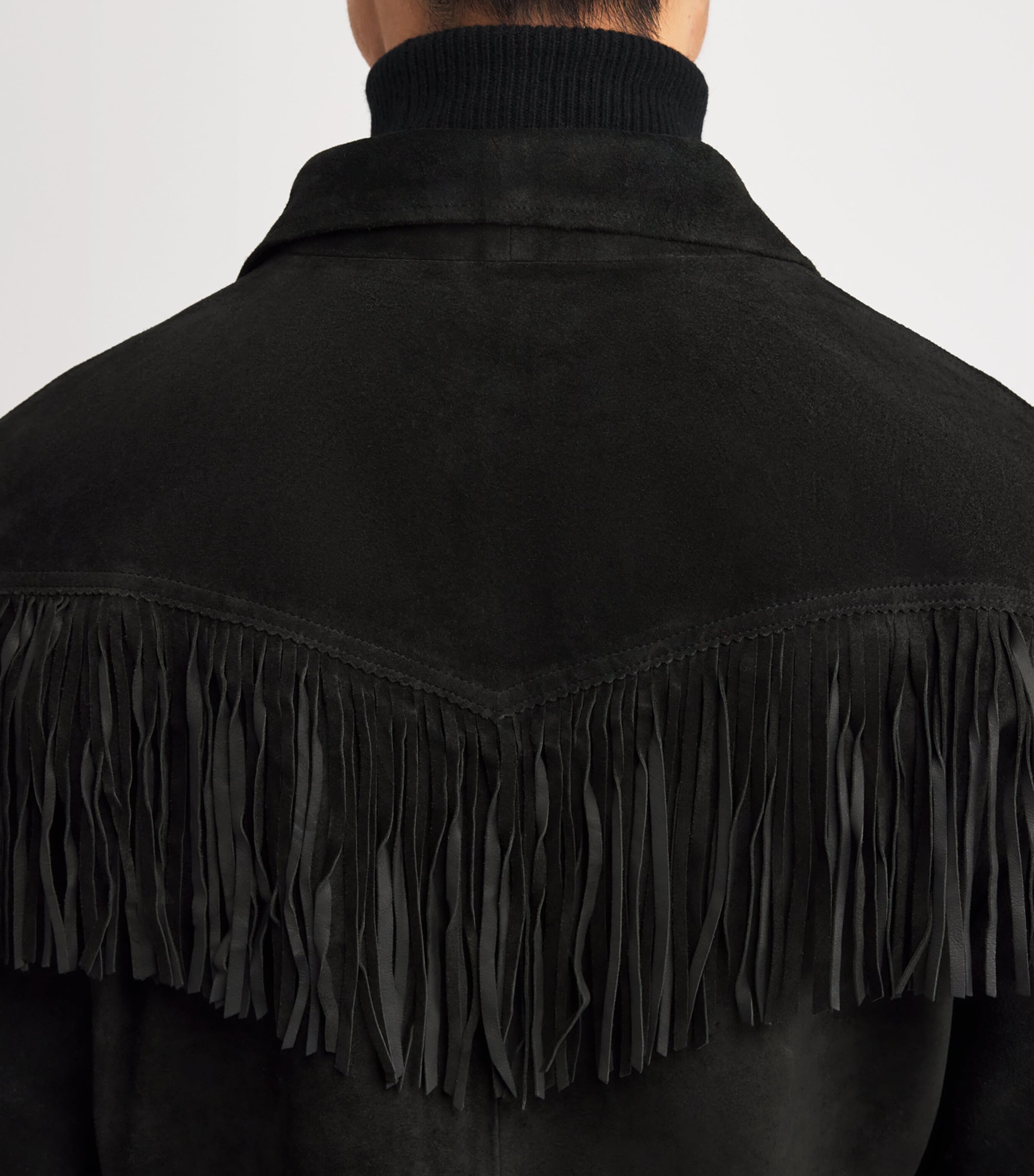 Suede Fringed Jacket BLACK Image 6