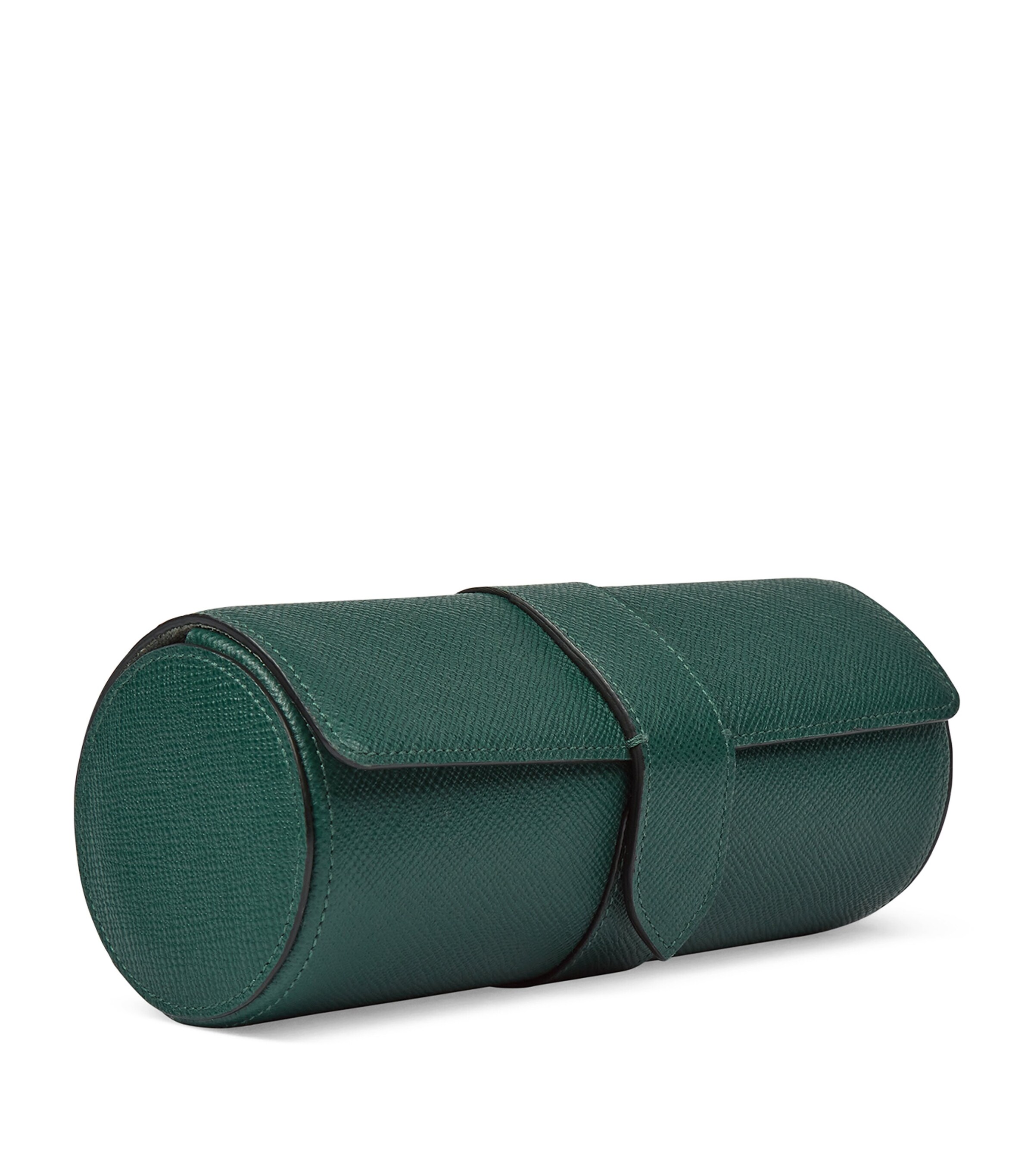 Smythson Panama Leather Watch Roll Forest Green Image 2