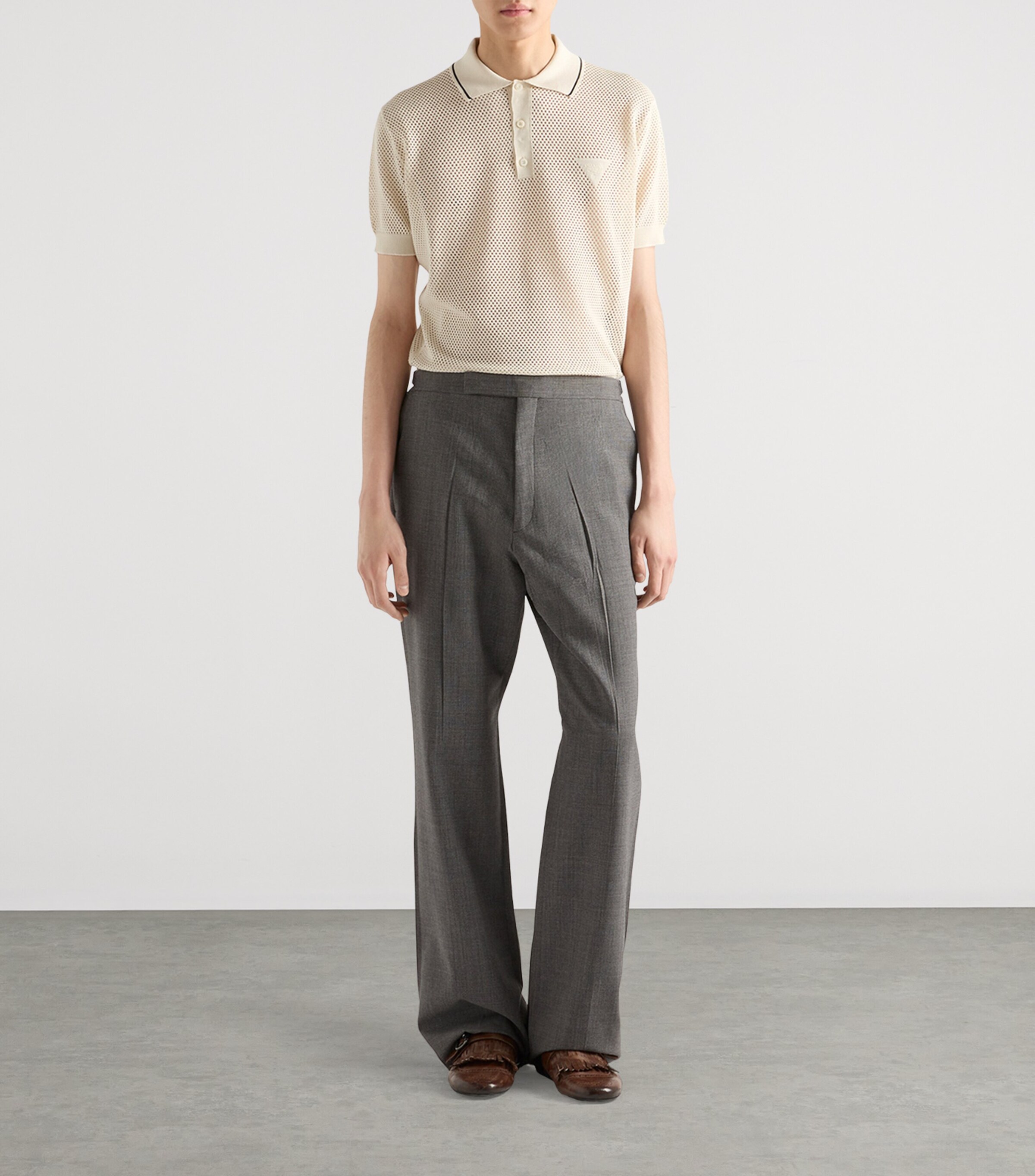 Prada Mens Silk-Cotton Polo Shirt Image 2