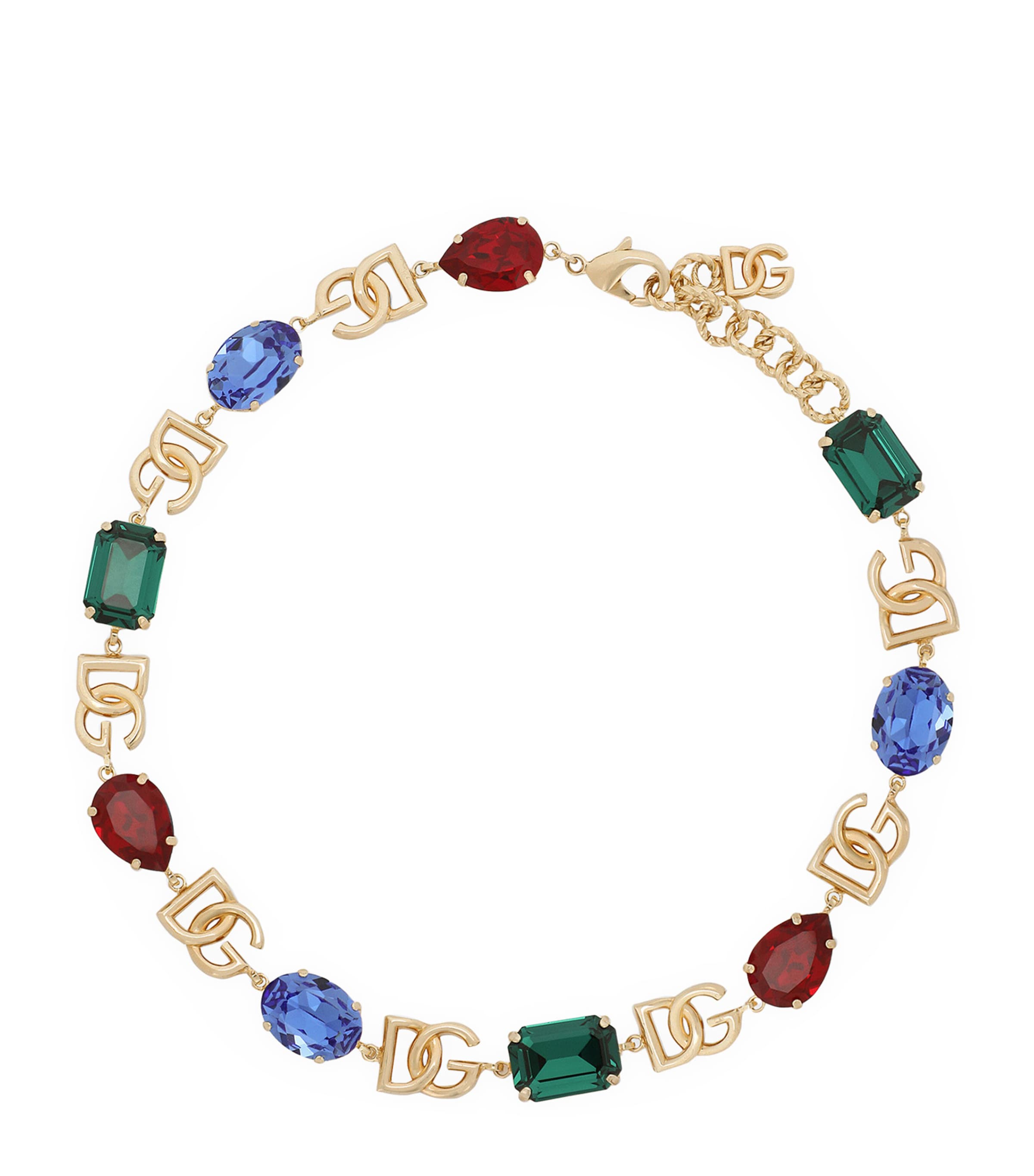 Dolce & Gabbana Rhinestone Logo Necklace In Multicolor