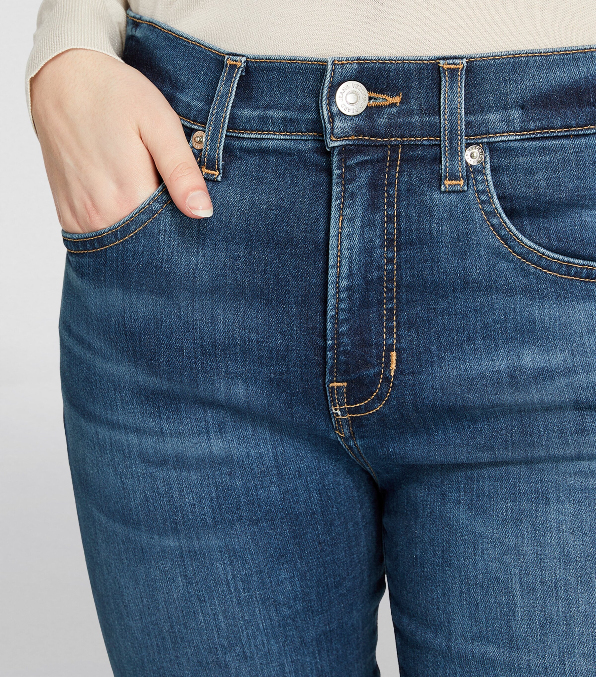 Veronica Beard Womens Beverly High-Rise Flared Jeans Bright Blue Image 7