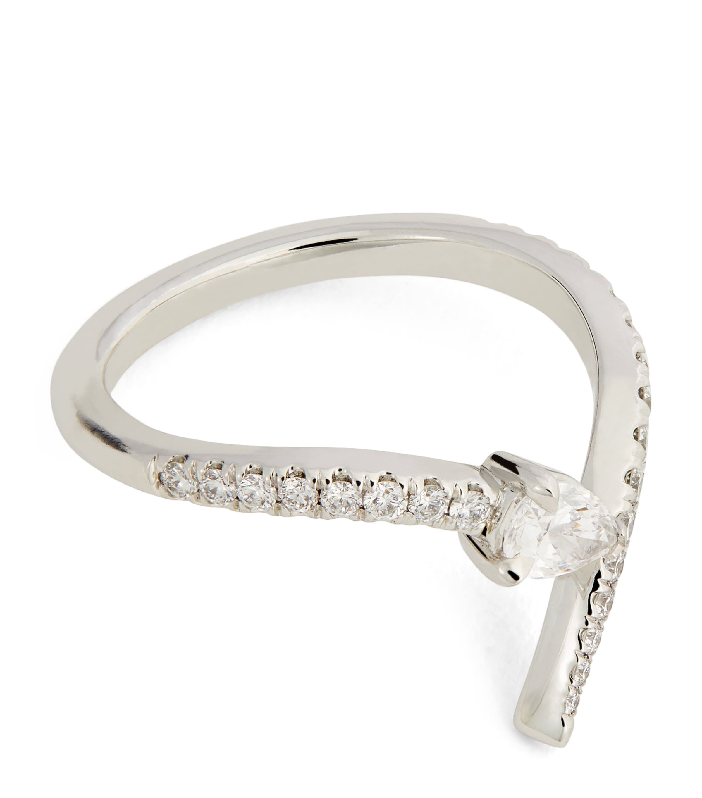 Engelbert White Gold And Diamond Swirl Ring In Metallic