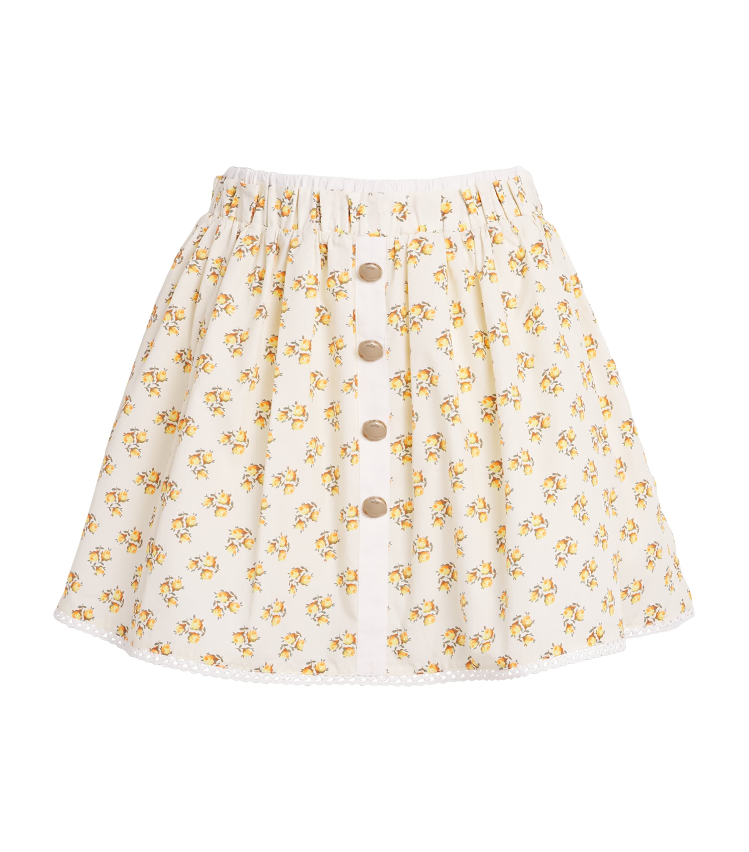 Maje Womens Printed Button-Front Mini Skirt Yellow Small Flowers Image 1