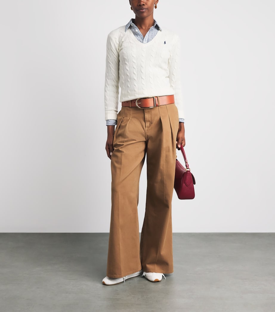 Polo Ralph Lauren Pleated Wide-Leg Trousers Camel Image 2