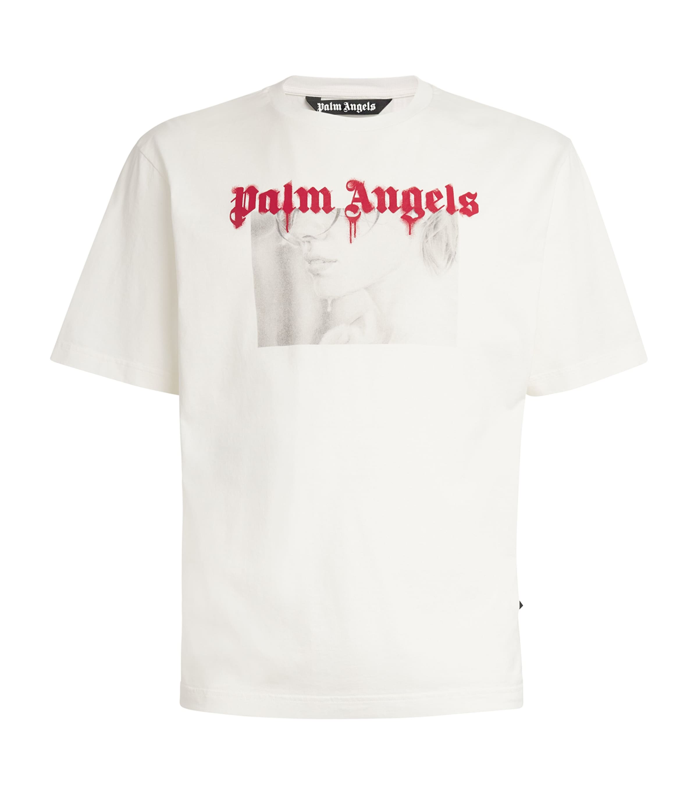 Shop Palm Angels Cotton Pencil Portrait T-shirt In Grey