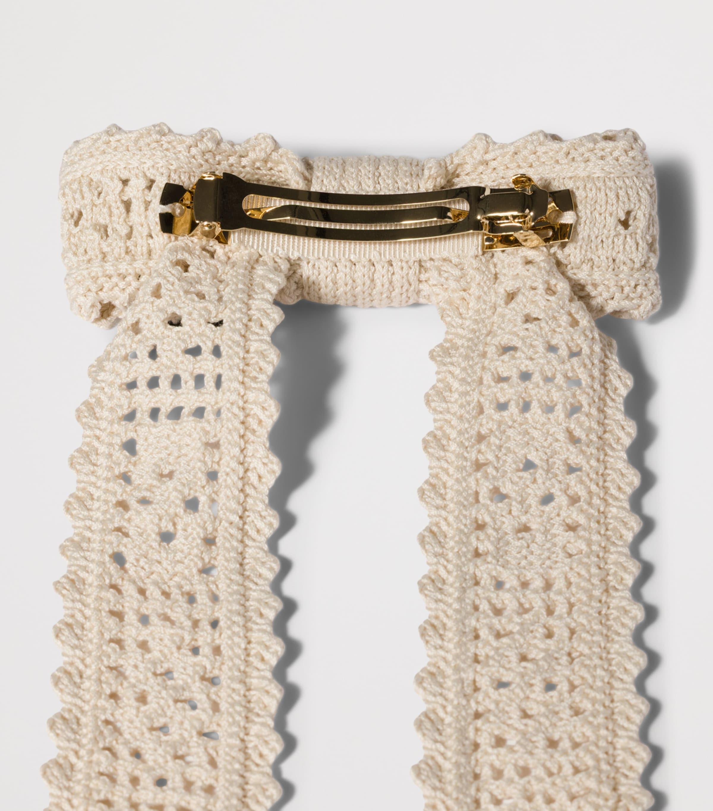 Miu Miu Crochet Bow Hair Clip Neutral Image 2