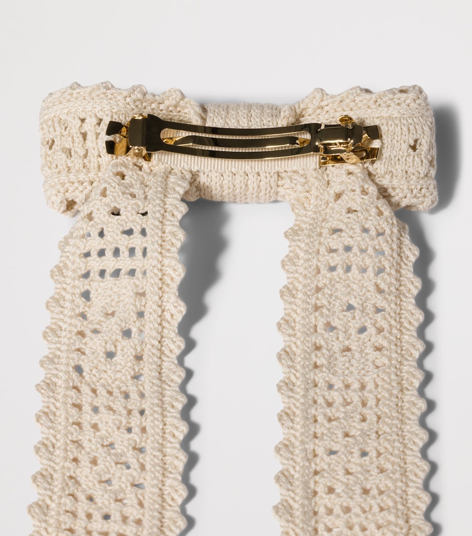 Miu Miu Crochet Bow Hair Clip Neutral Image 2