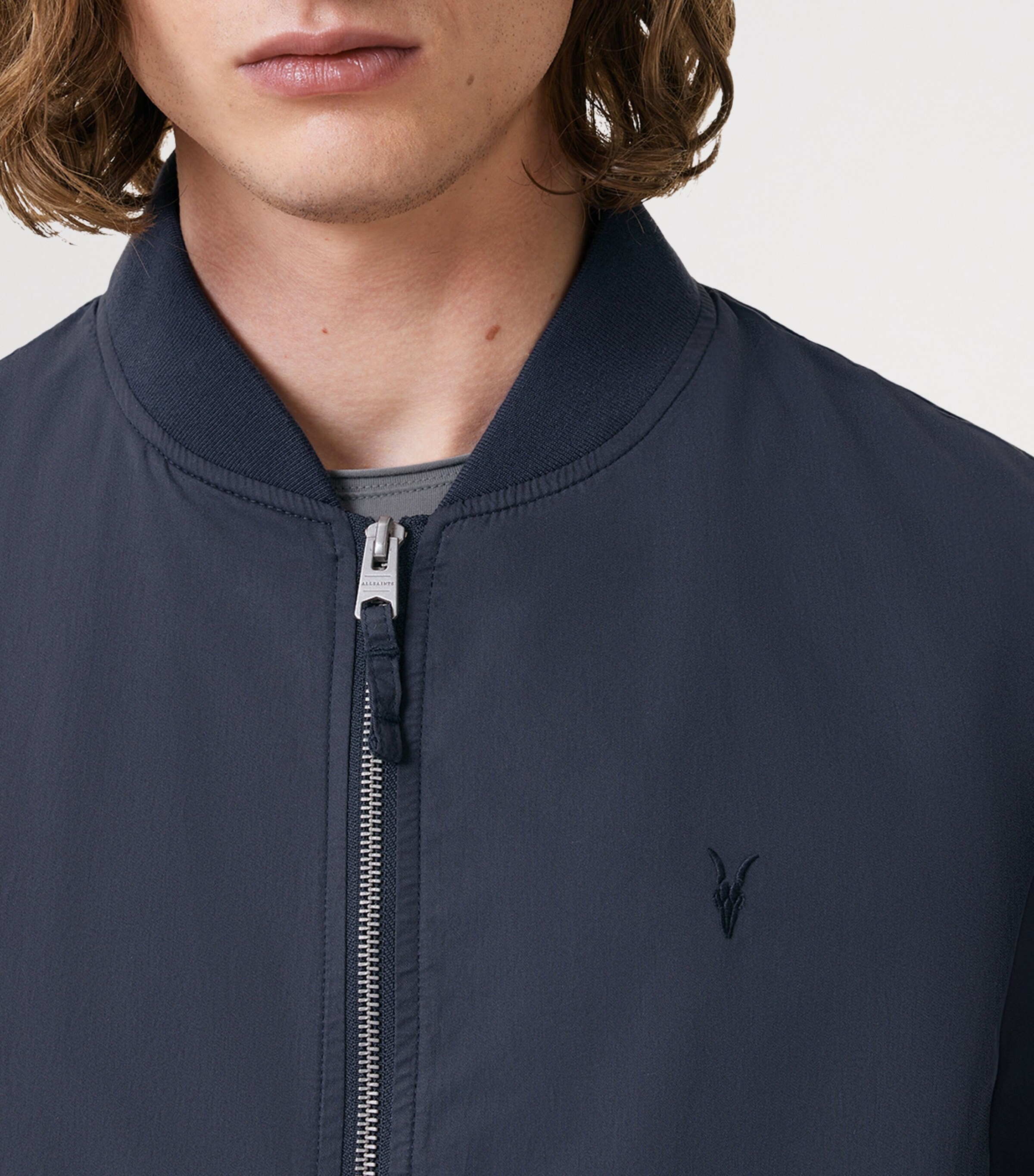 AllSaints Mens Bassett Bomber Jacket Command Blue Image 8