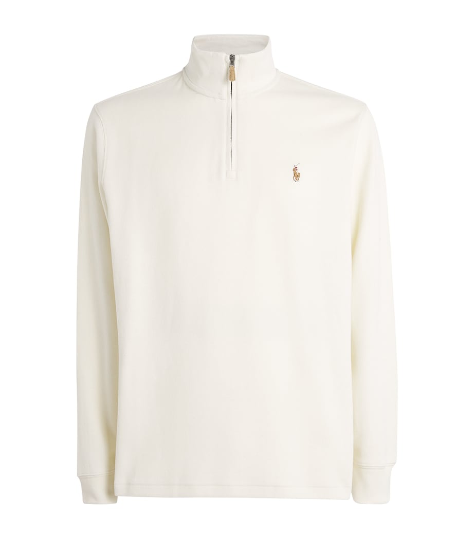 Cotton Logo Quarter-Zip Sweater PARCHMENT CREAM Image 1