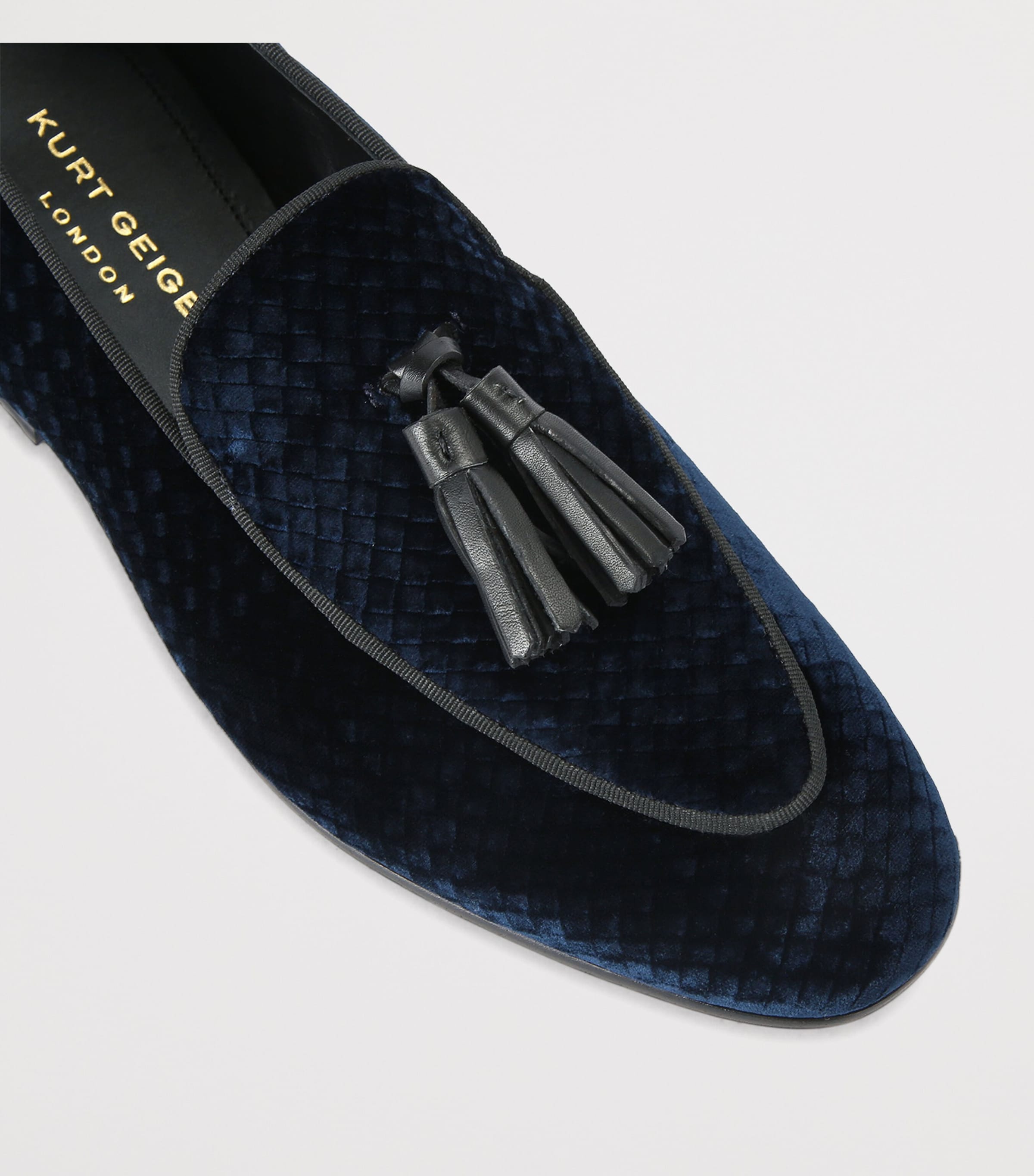 Velvet Snake-Embossed Bedford Tassel Loafers NAVY Image 3