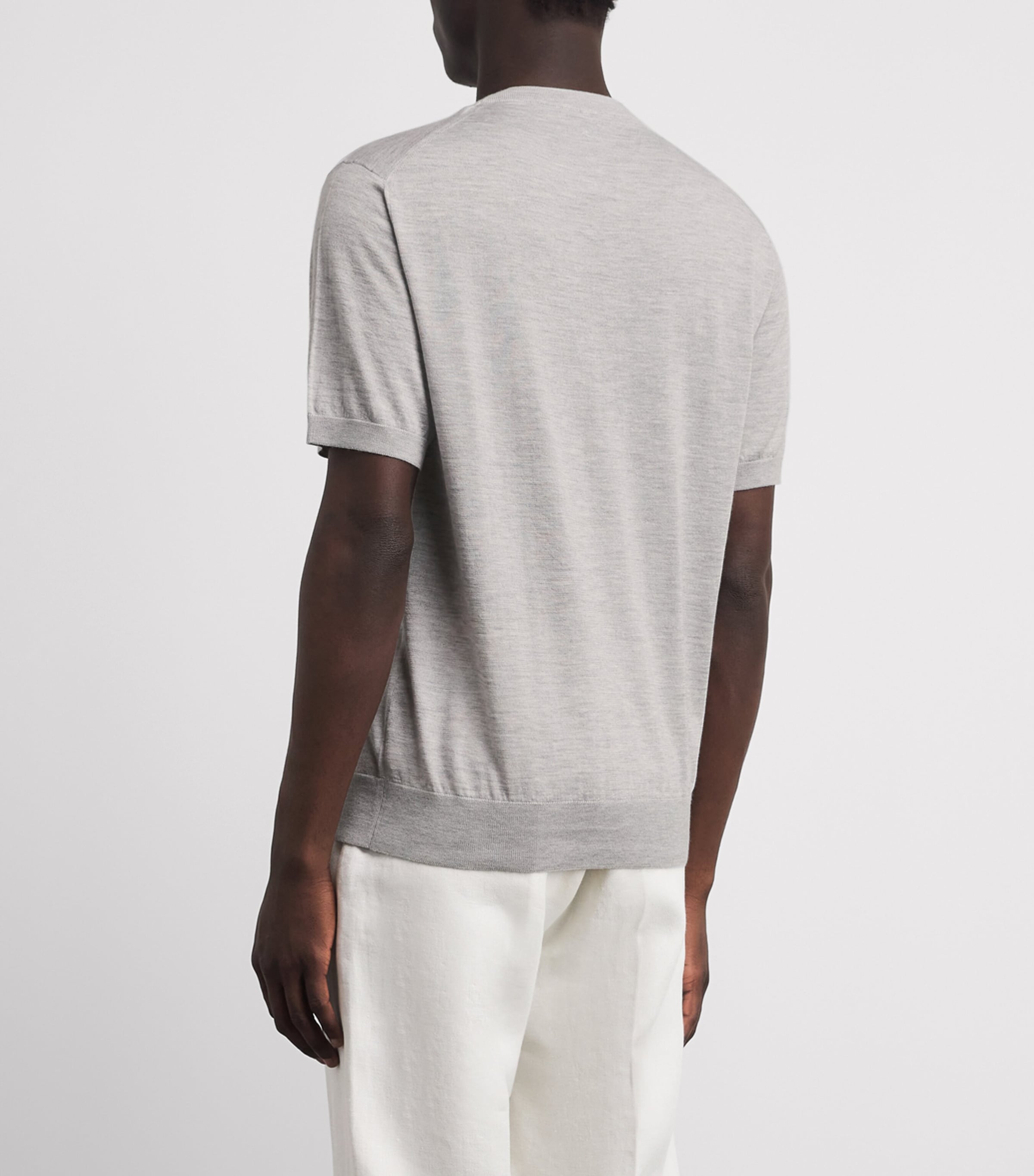 Paul & Shark Mens Cashmere-Silk T-Shirt Light Grey Image 5