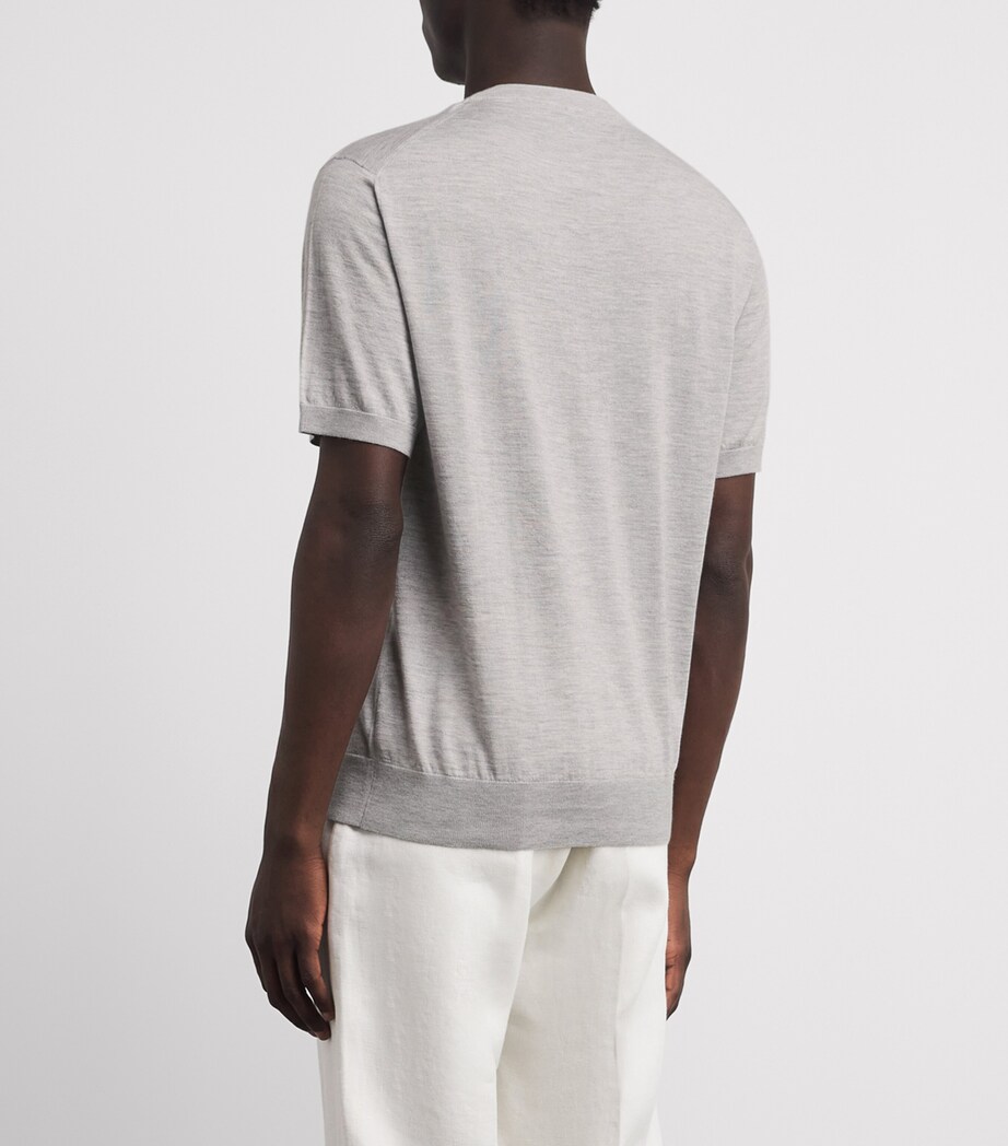 Paul & Shark Mens Cashmere-Silk T-Shirt Light Grey Image 5