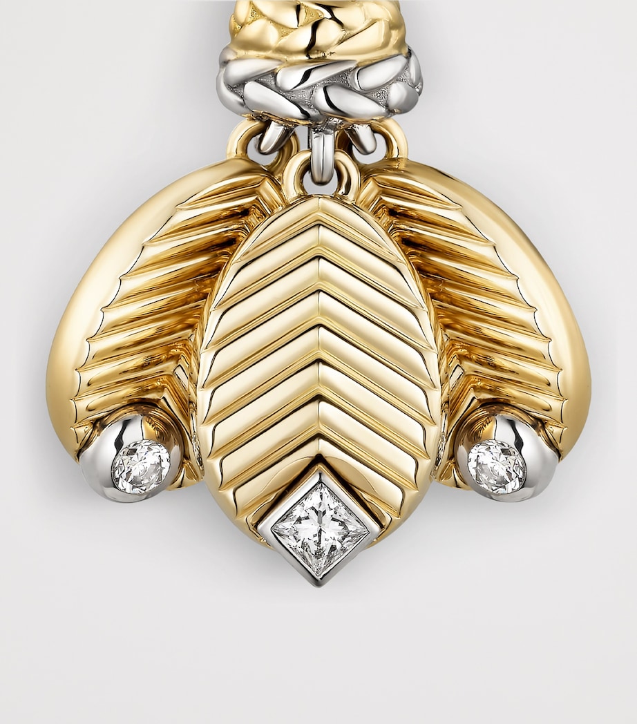 Yellow Gold, White Gold and Diamond Grain de Café Drop Earrings MIXED GOLD Image 3